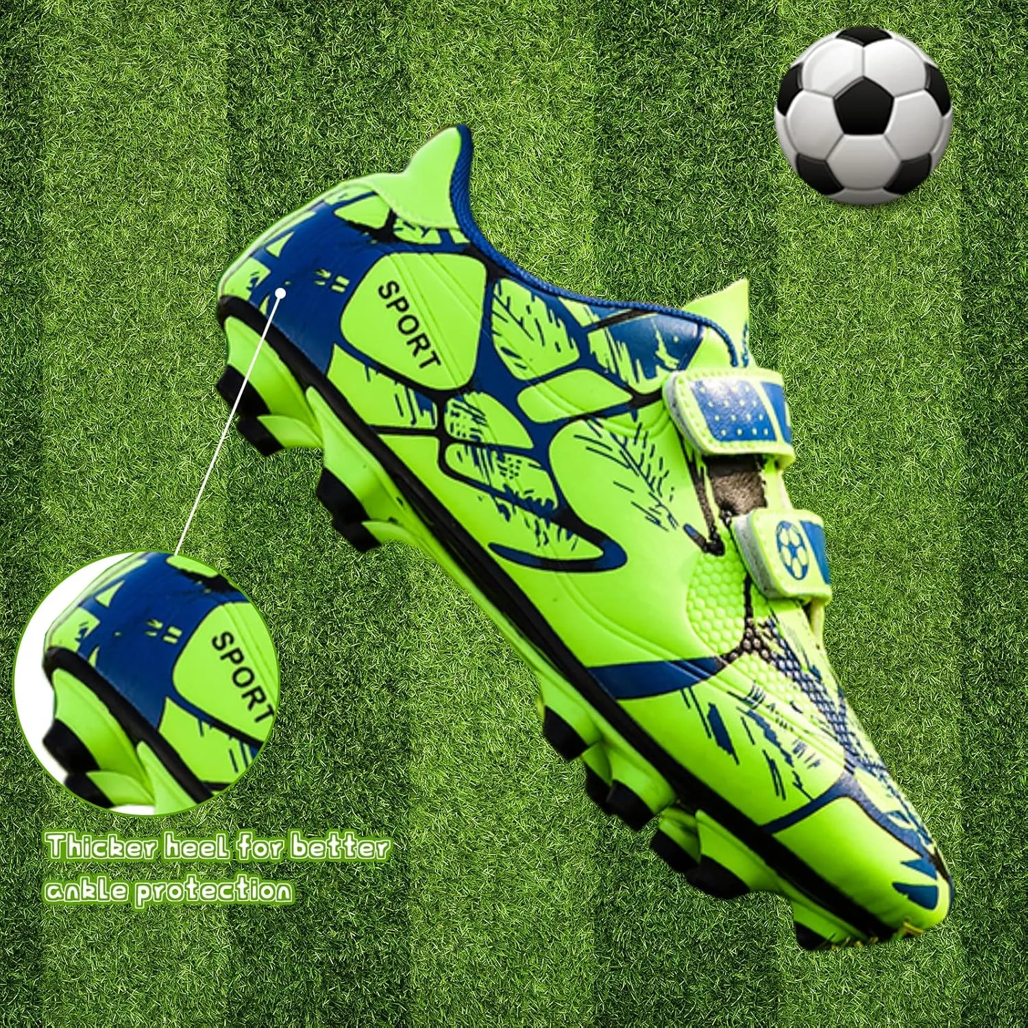 Mnplciea Kids Soccer Cleats Boys Girls Athletic Football Shoes Outdoor Anti-Slip Firm Ground Soccer Shoes