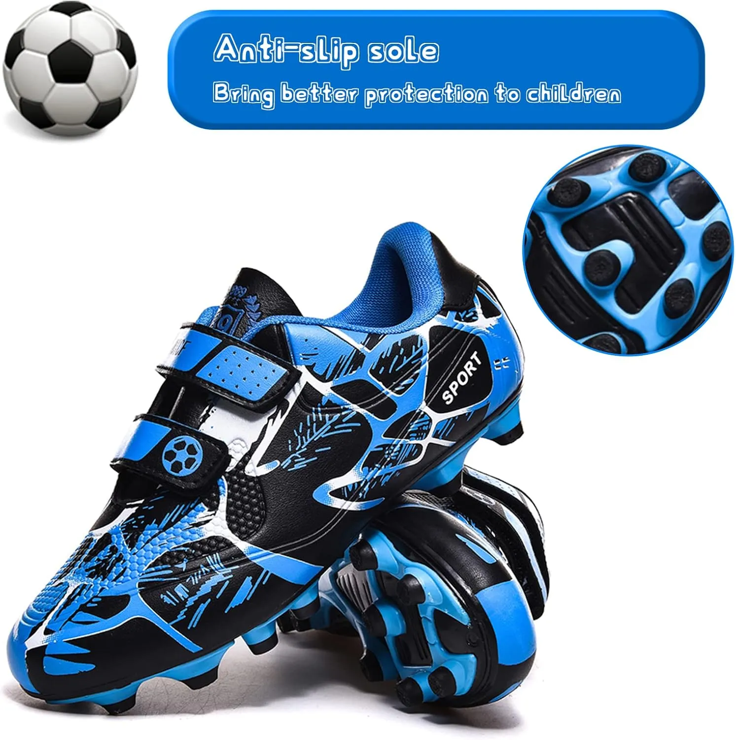 Mnplciea Kids Soccer Cleats Boys Girls Athletic Football Shoes Outdoor Anti-Slip Firm Ground Soccer Shoes