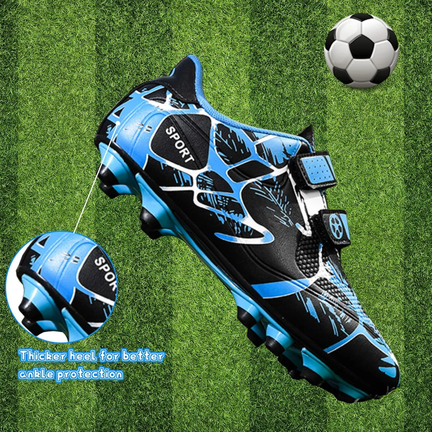 Mnplciea Kids Soccer Cleats Boys Girls Athletic Football Shoes Outdoor Anti-Slip Firm Ground Soccer Shoes