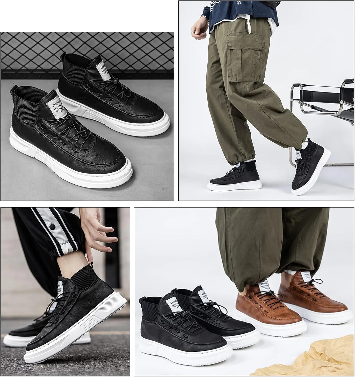 Mnplciea Skate Shoes for Men High-Top Fashion Casual Sneakers Comfortable Walking Shoes