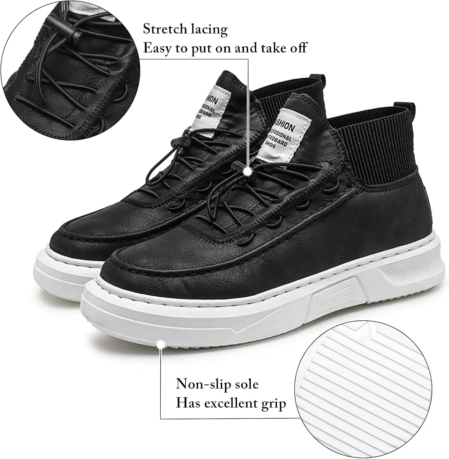 Mnplciea Skate Shoes for Men High-Top Fashion Casual Sneakers Comfortable Walking Shoes