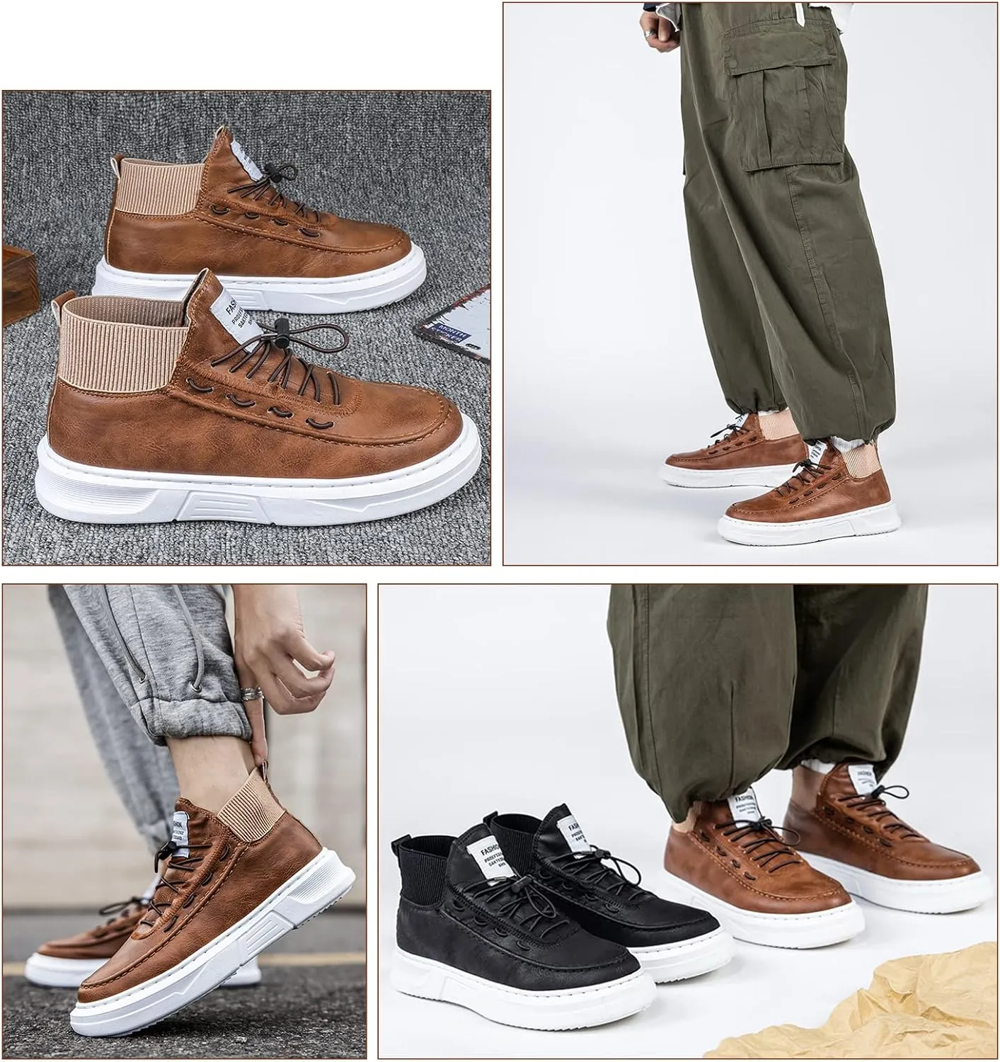 Mnplciea Skate Shoes for Men High-Top Fashion Casual Sneakers Comfortable Walking Shoes