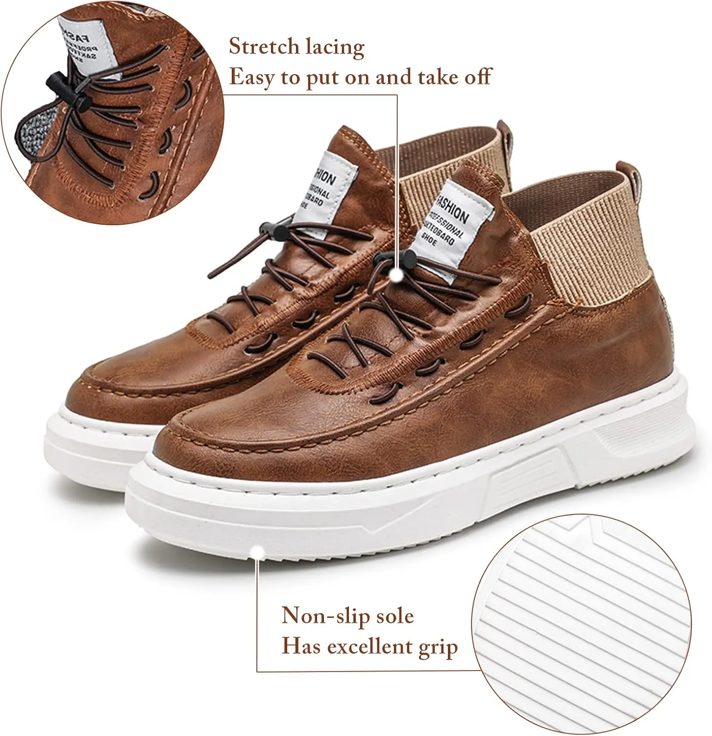 Mnplciea Skate Shoes for Men High-Top Fashion Casual Sneakers Comfortable Walking Shoes