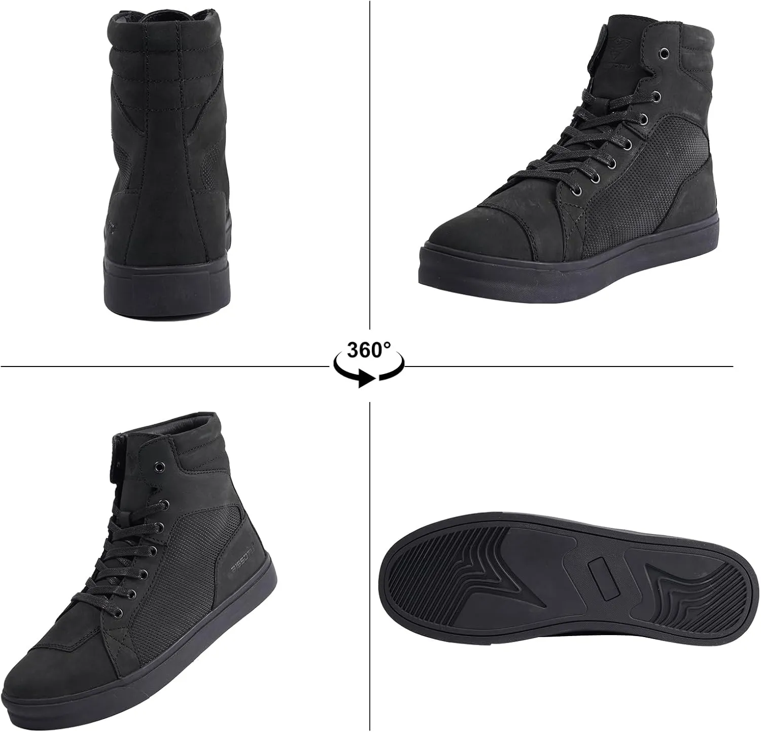 Motorcycle Boots Leather Breathable Street Riding Shoes with Ankle Support