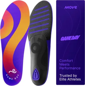 MOVE Game Day - All-Purpose Support Insoles - Plantar Fasciitis, Running, Shock Absorption, Flat Feet, Arch Support, Basketball, Active Lifestyle, Walking and Athletics (M 9-9.5 / WM 10.5-11)