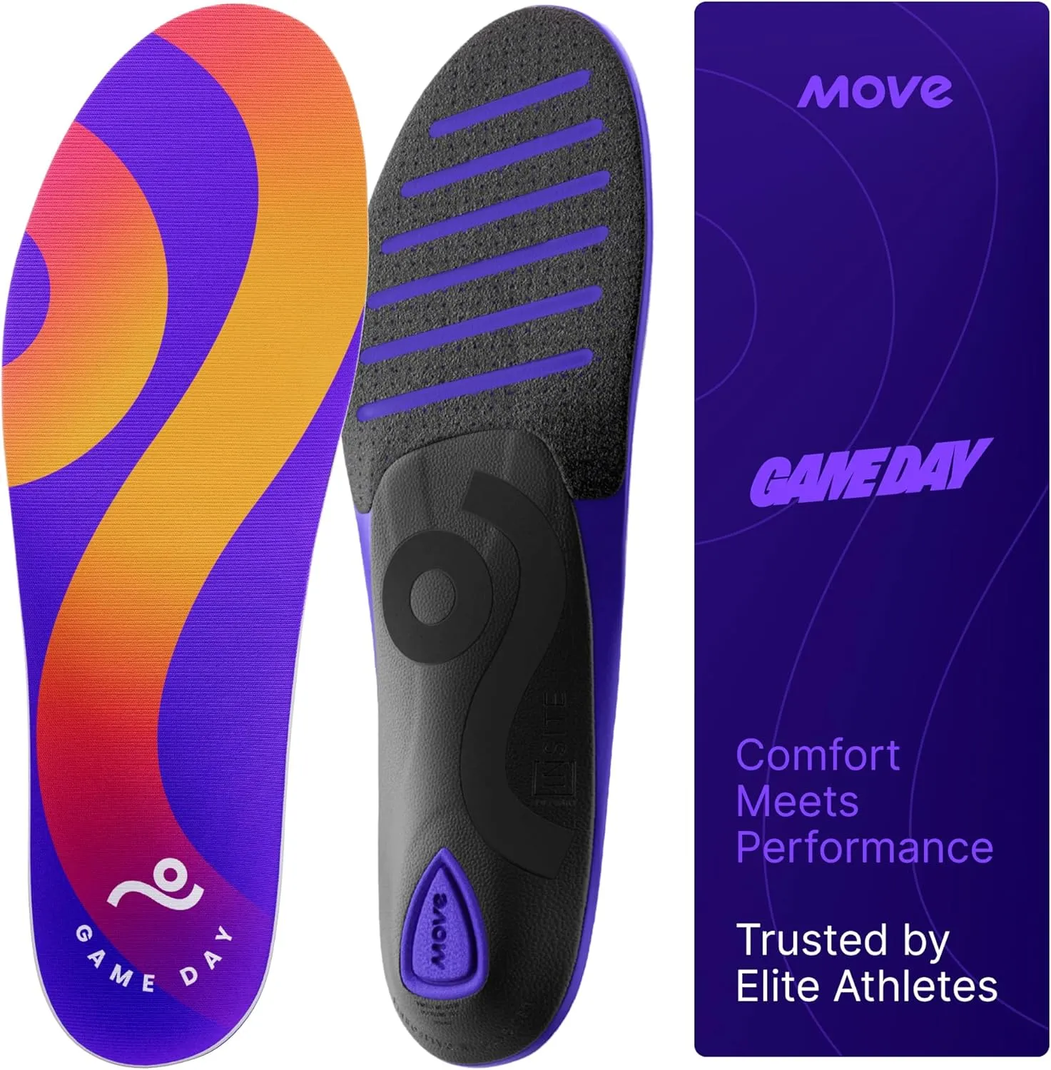 MOVE Game Day - All-Purpose Support Insoles - Plantar Fasciitis, Running, Shock Absorption, Flat Feet, Arch Support, Basketball, Active Lifestyle, Walking and Athletics (M 9-9.5 / WM 10.5-11)
