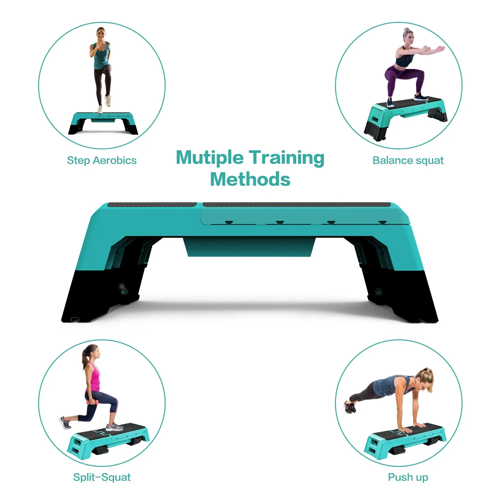 Multifunctional Fitness Step Platform Adjustable Aerobic Deck Resistance Bands