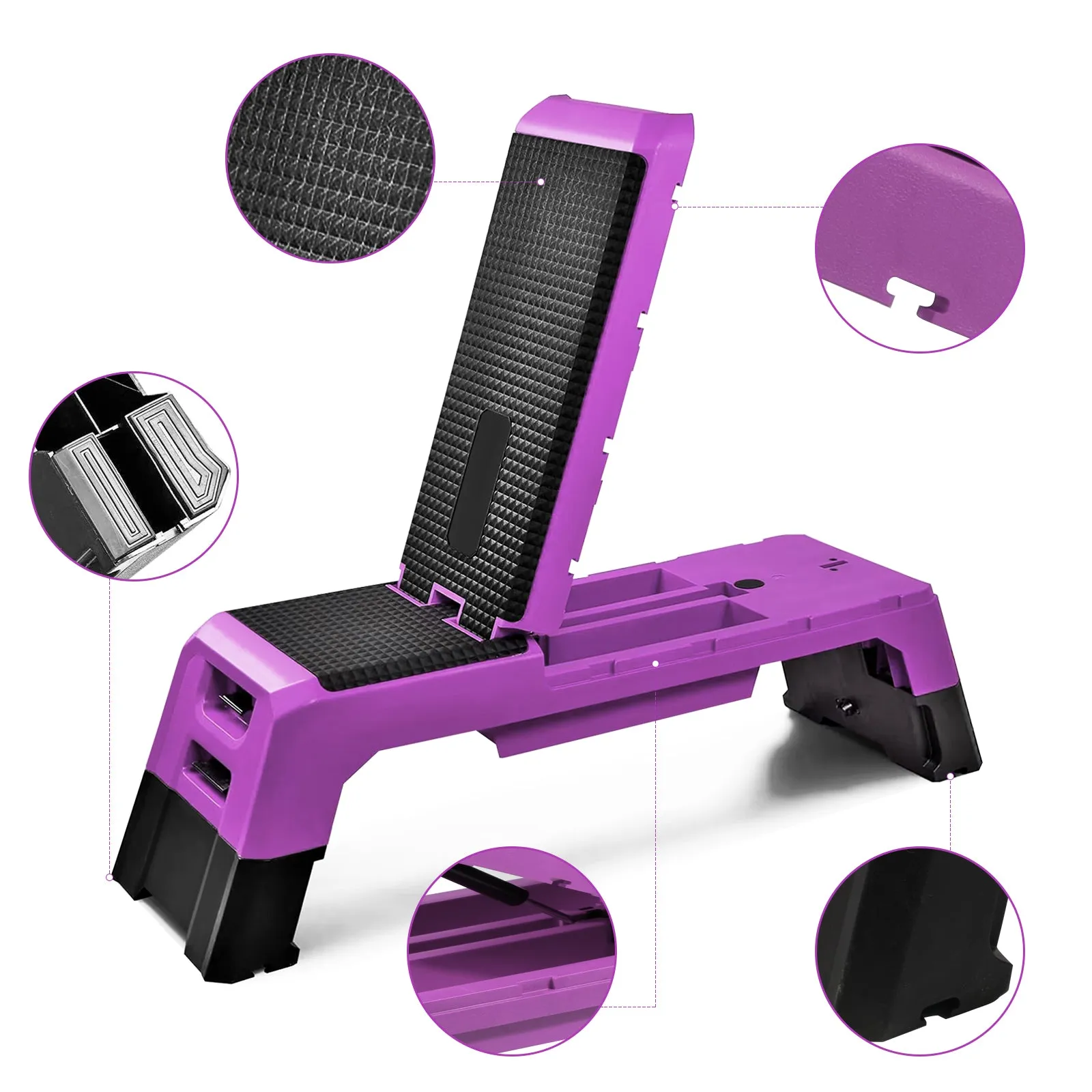 Multifunctional Fitness Step Platform Adjustable Aerobic Deck Resistance Bands