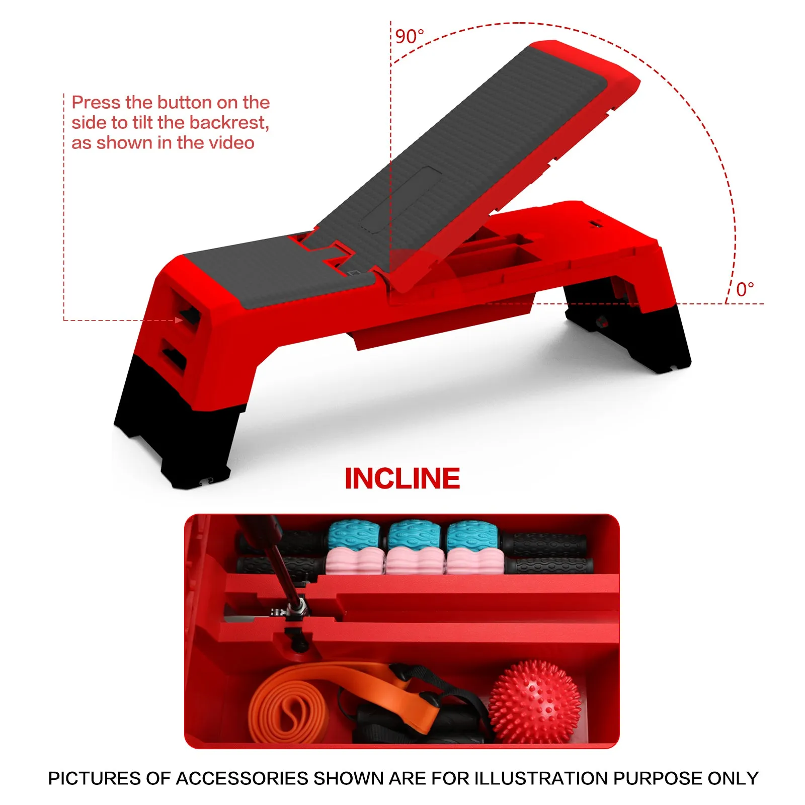 Multifunctional Fitness Step Platform Adjustable Aerobic Deck Resistance Bands