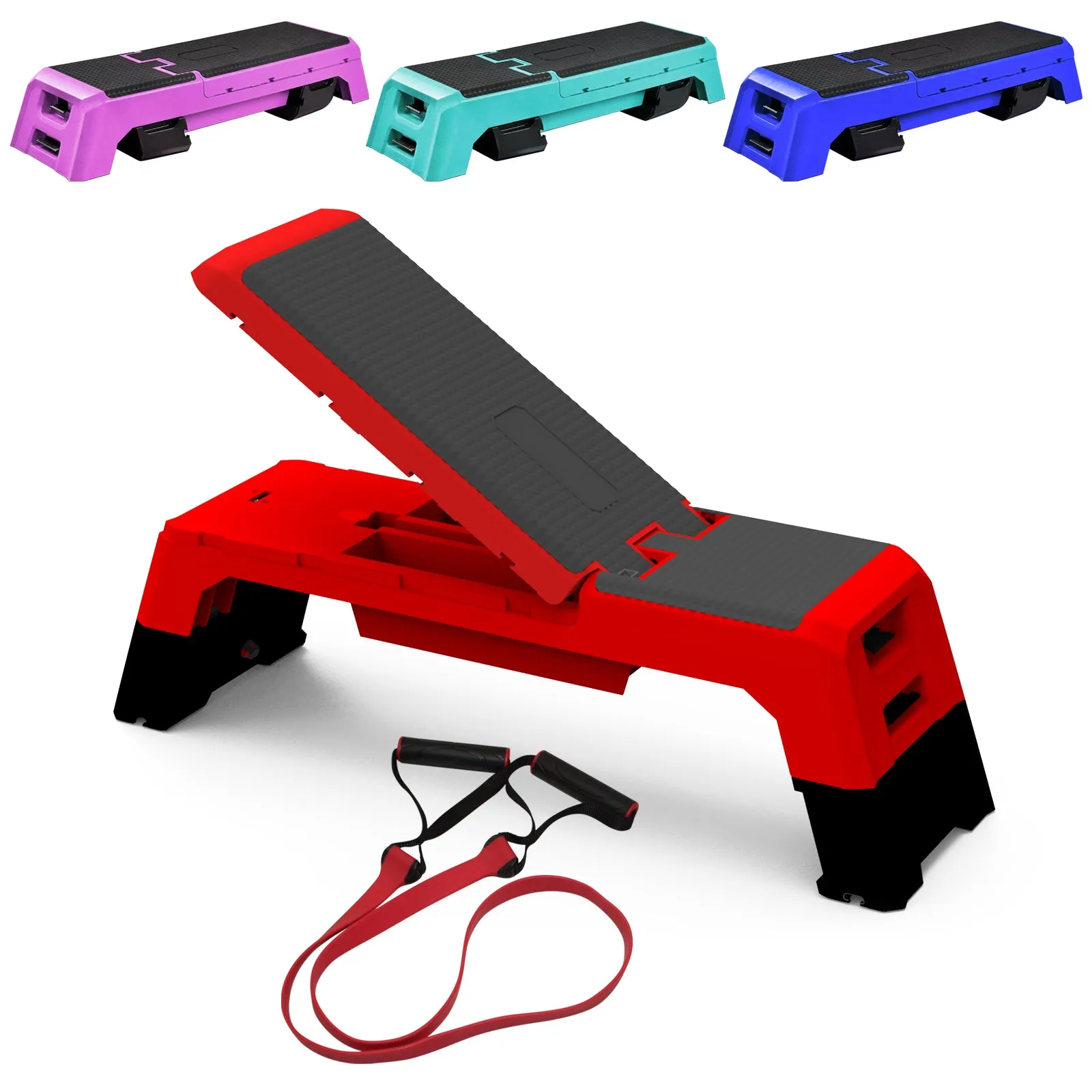 Multifunctional Fitness Step Platform Adjustable Aerobic Deck Resistance Bands
