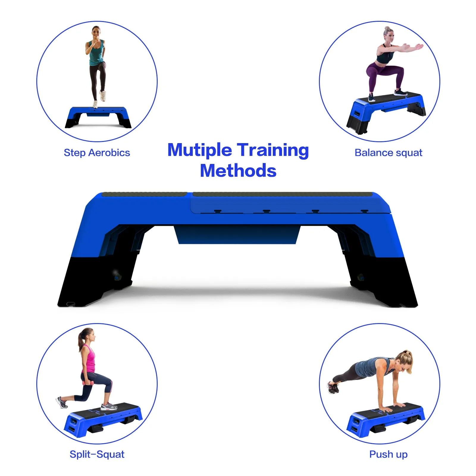 Multifunctional Fitness Step Platform Adjustable Aerobic Deck Resistance Bands
