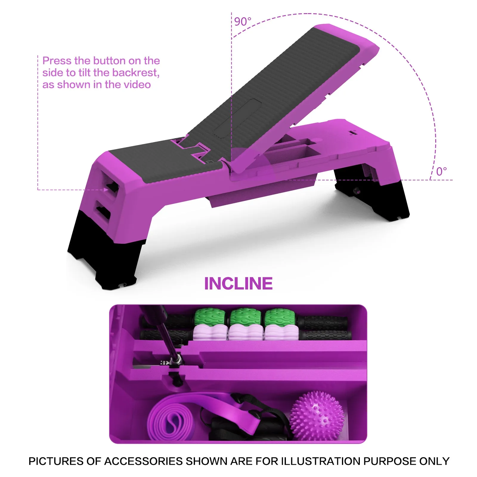 Multifunctional Fitness Step Platform Adjustable Aerobic Deck Resistance Bands