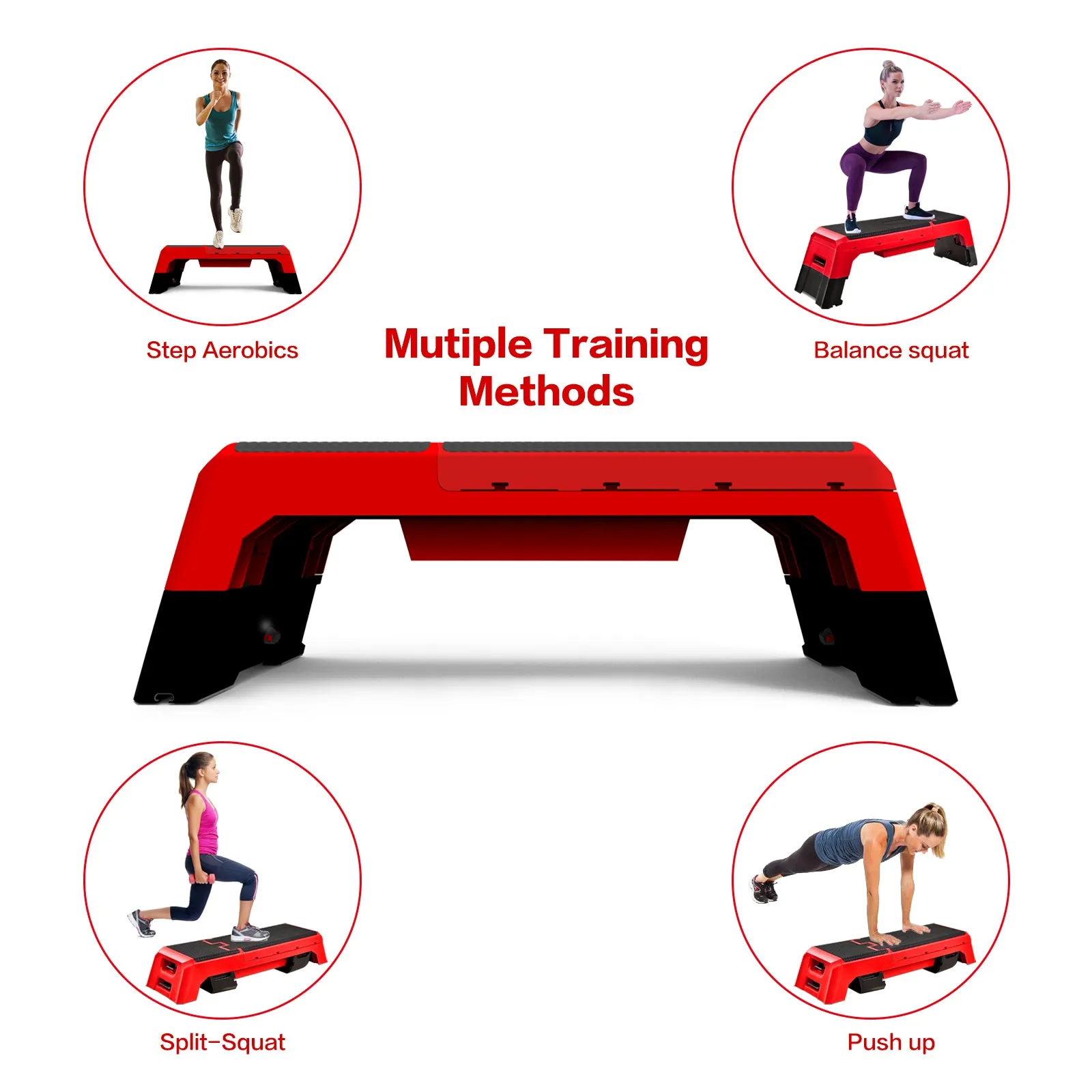 Multifunctional Fitness Step Platform Adjustable Aerobic Deck Resistance Bands