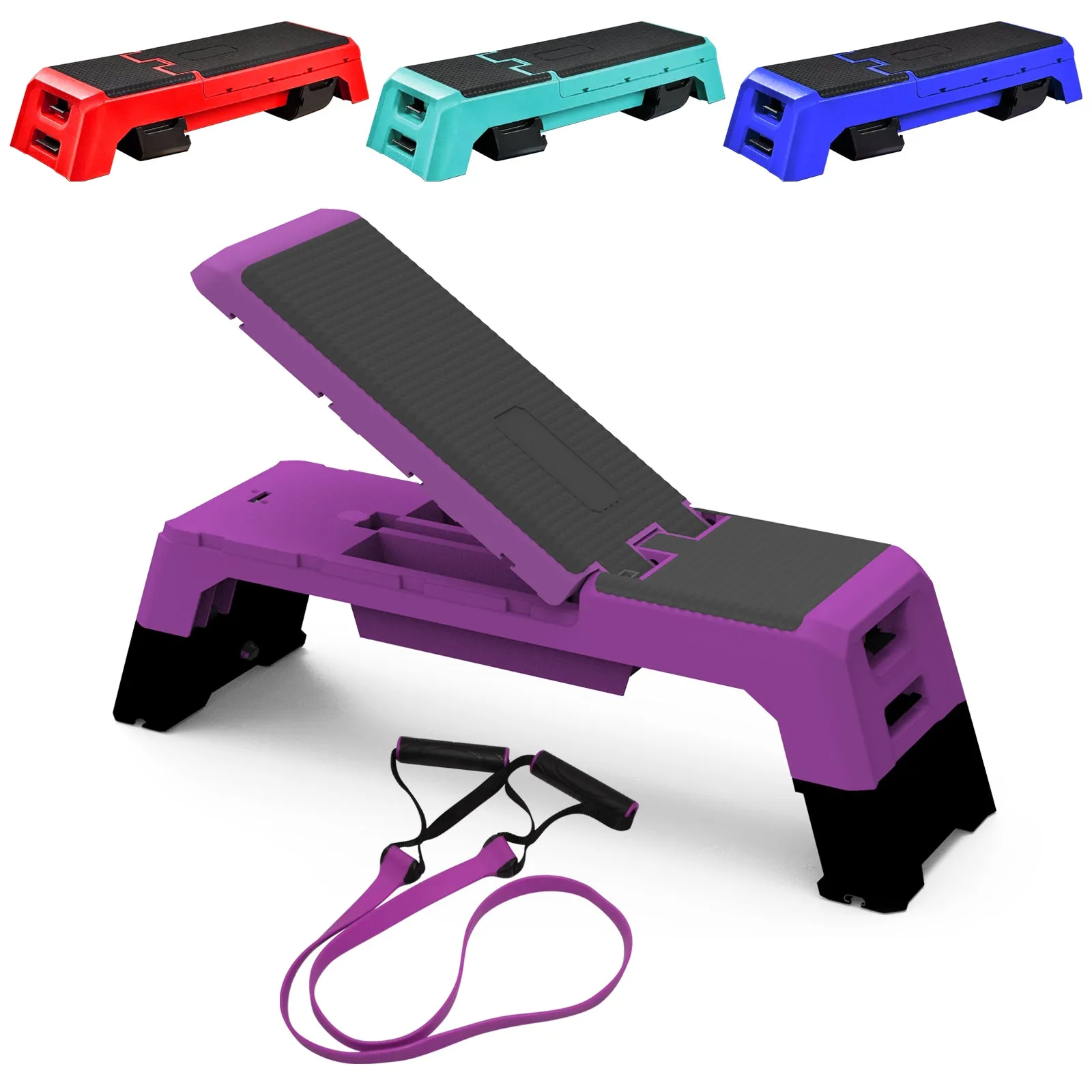 Multifunctional Fitness Step Platform Adjustable Aerobic Deck Resistance Bands