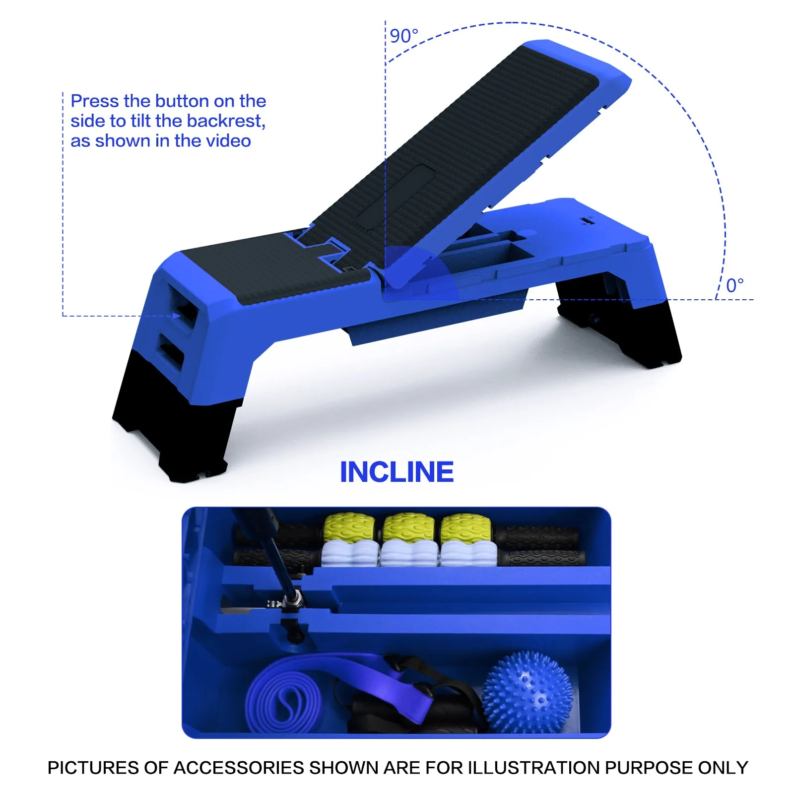 Multifunctional Fitness Step Platform Adjustable Aerobic Deck Resistance Bands