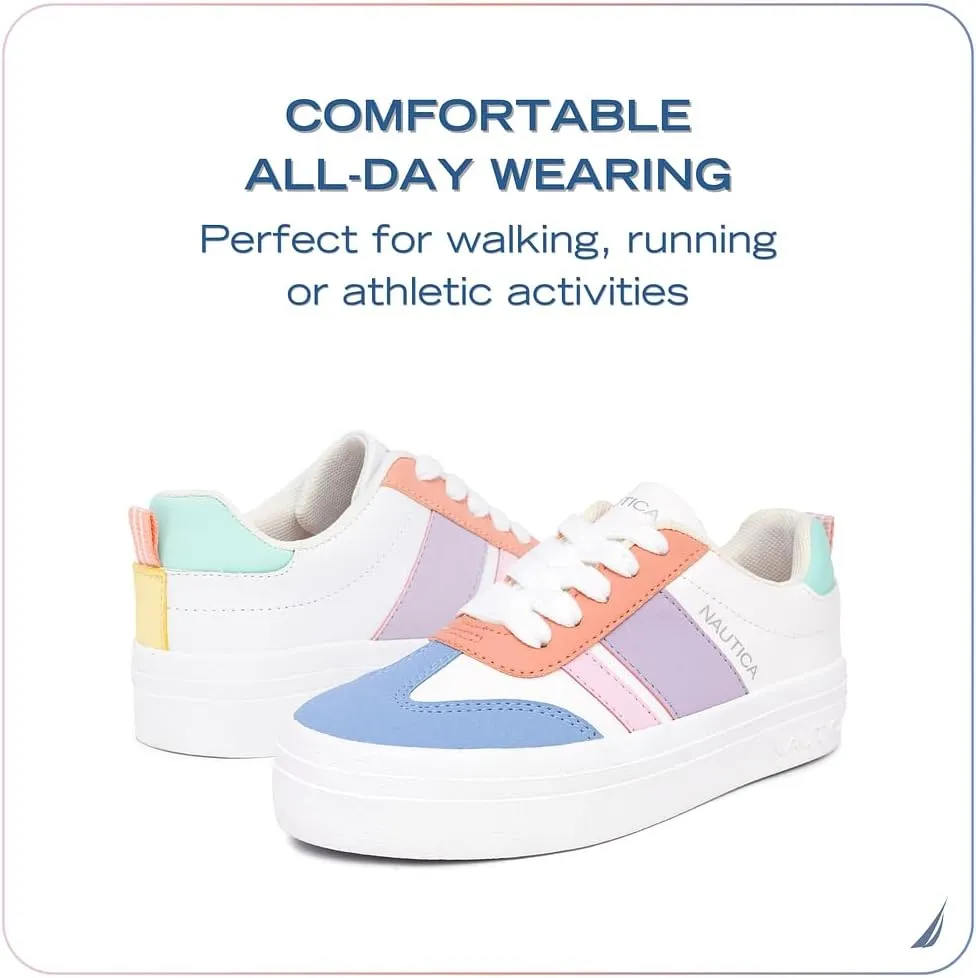 Nautica Boys Girls Casual Fashion Shoes  Comfortable Soccer Classic Walking Tennis Sneakers for Kids  Breathable, Lightweight & Flexible (Lace Up/Bungee) (Low-Top/High Top)