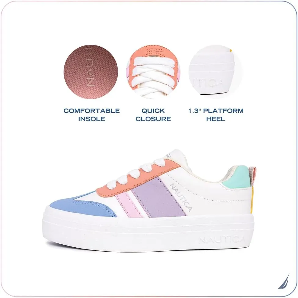 Nautica Boys Girls Casual Fashion Shoes  Comfortable Soccer Classic Walking Tennis Sneakers for Kids  Breathable, Lightweight & Flexible (Lace Up/Bungee) (Low-Top/High Top)