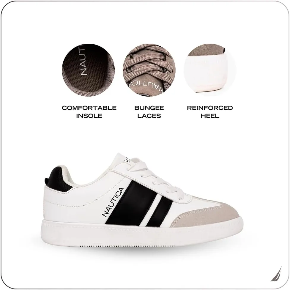 Nautica Boys Girls Casual Fashion Shoes  Comfortable Soccer Classic Walking Tennis Sneakers for Kids  Breathable, Lightweight & Flexible (Lace Up/Bungee) (Low-Top/High Top)