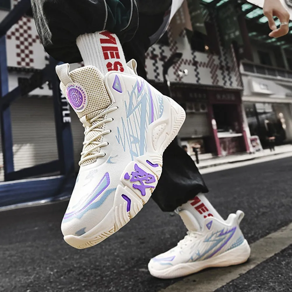 NCNDB Unisex Fashion Basketball Shoes High Top Anti Slip Sneakers Breathable Running Sports Shoes