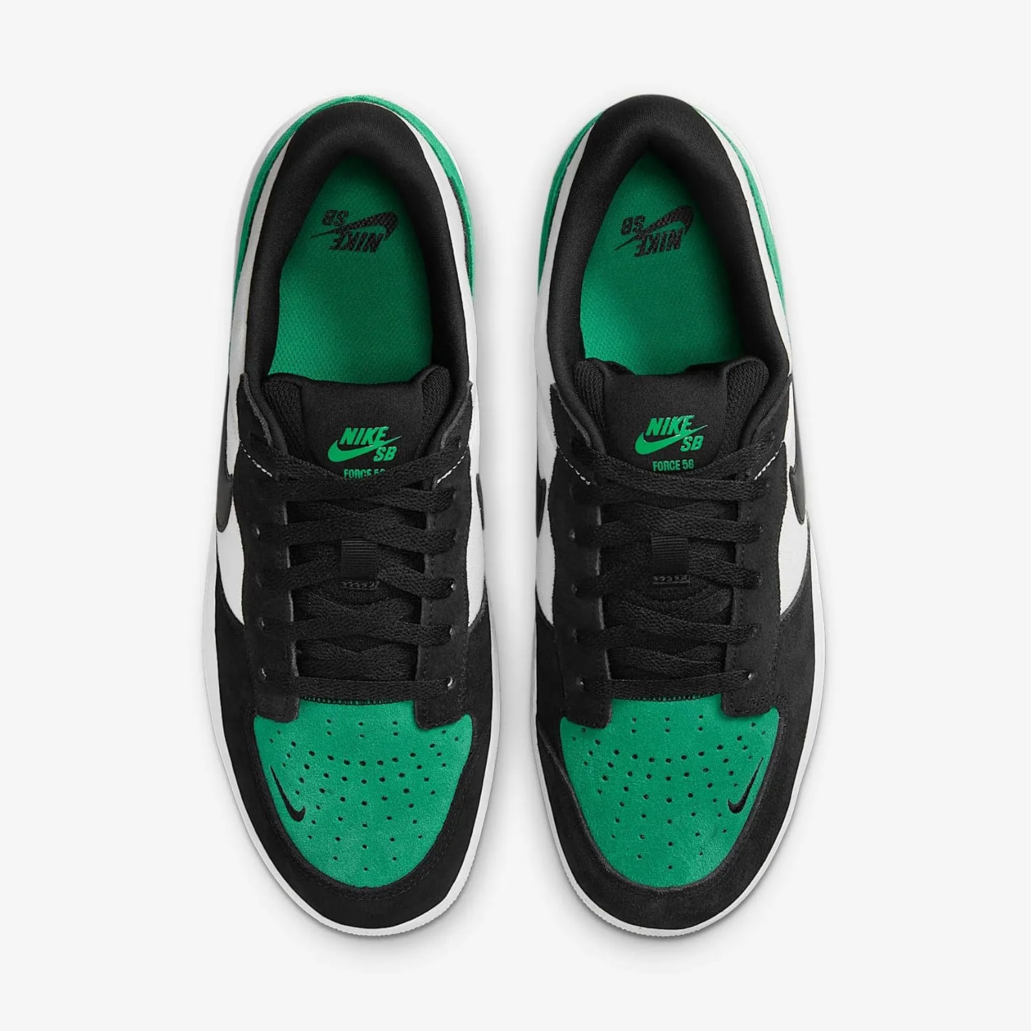 Nike SB Force 58 Skate Shoes (DV5477-101, White/Stadium Green/White/Black)