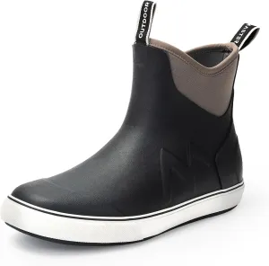 OutdoorMaster Men's Deck Boots, Waterproof Anti-Slip Rubber Rain Boots, Breathable Saltwater Deck Shoes For Fishing Boating Camping Sailing