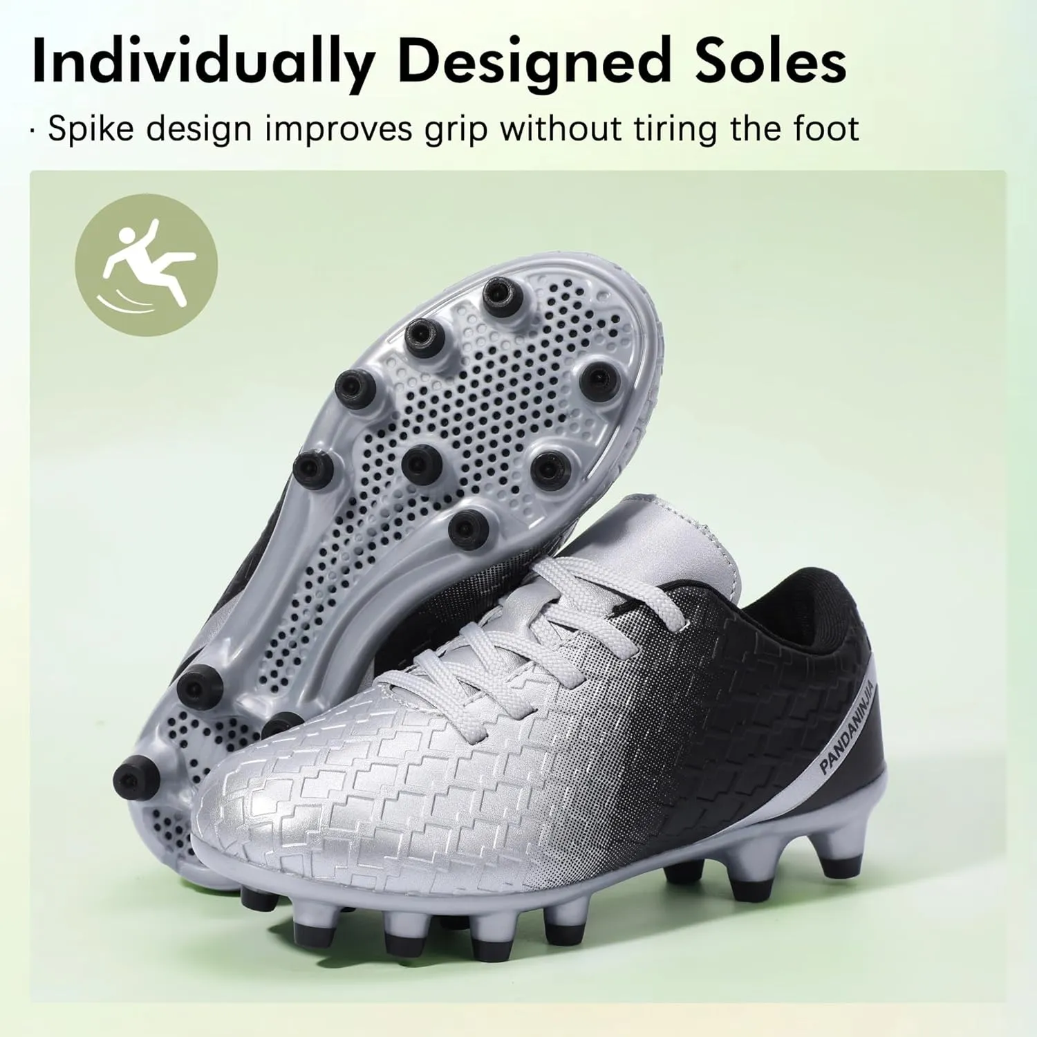 PANDANINJIA Girls Soccer Cleats Athletic Outdoor Boys Kids Football Cleats Little Big Kid Soccer Shoes