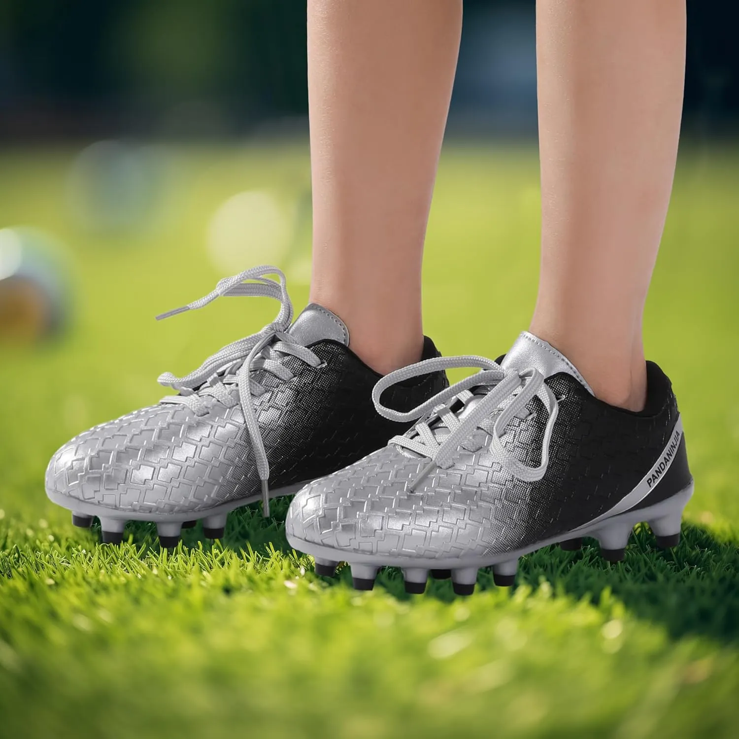 PANDANINJIA Girls Soccer Cleats Athletic Outdoor Boys Kids Football Cleats Little Big Kid Soccer Shoes