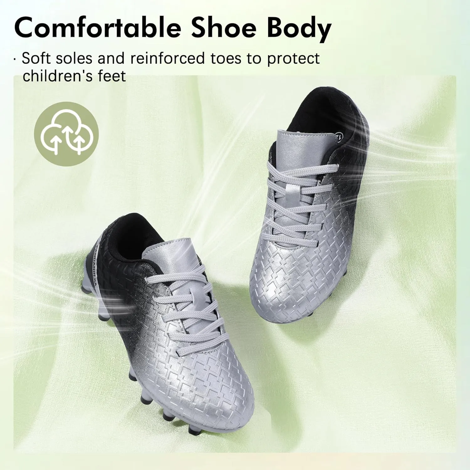 PANDANINJIA Girls Soccer Cleats Athletic Outdoor Boys Kids Football Cleats Little Big Kid Soccer Shoes
