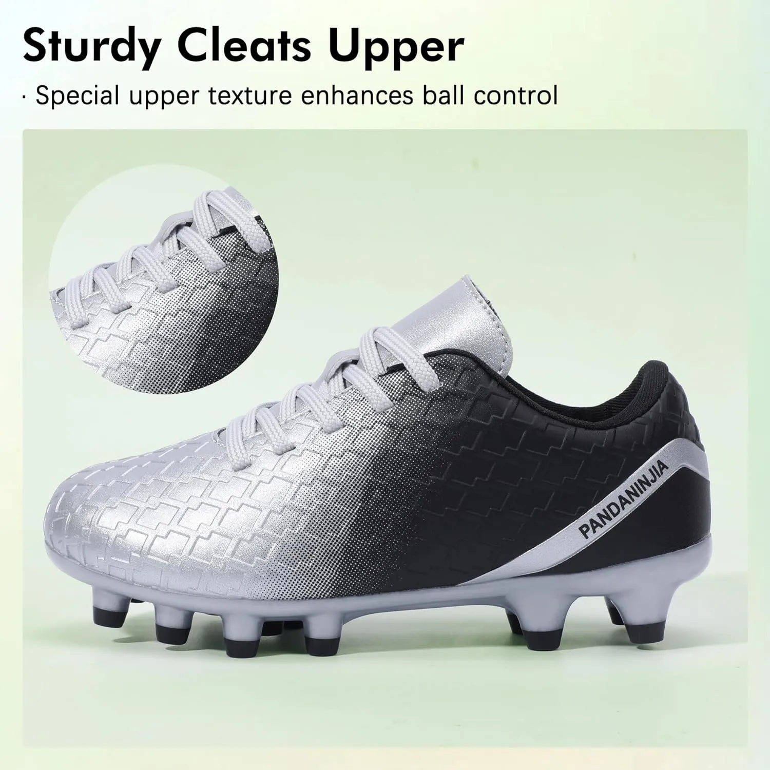 PANDANINJIA Girls Soccer Cleats Athletic Outdoor Boys Kids Football Cleats Little Big Kid Soccer Shoes