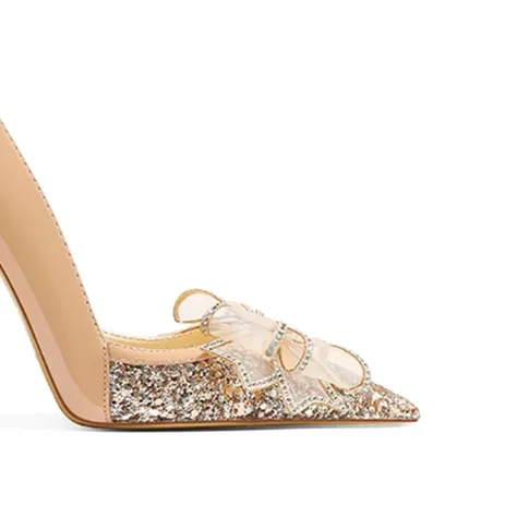 PERAC Diamante Bow Mid Heel Pumps - 6cm