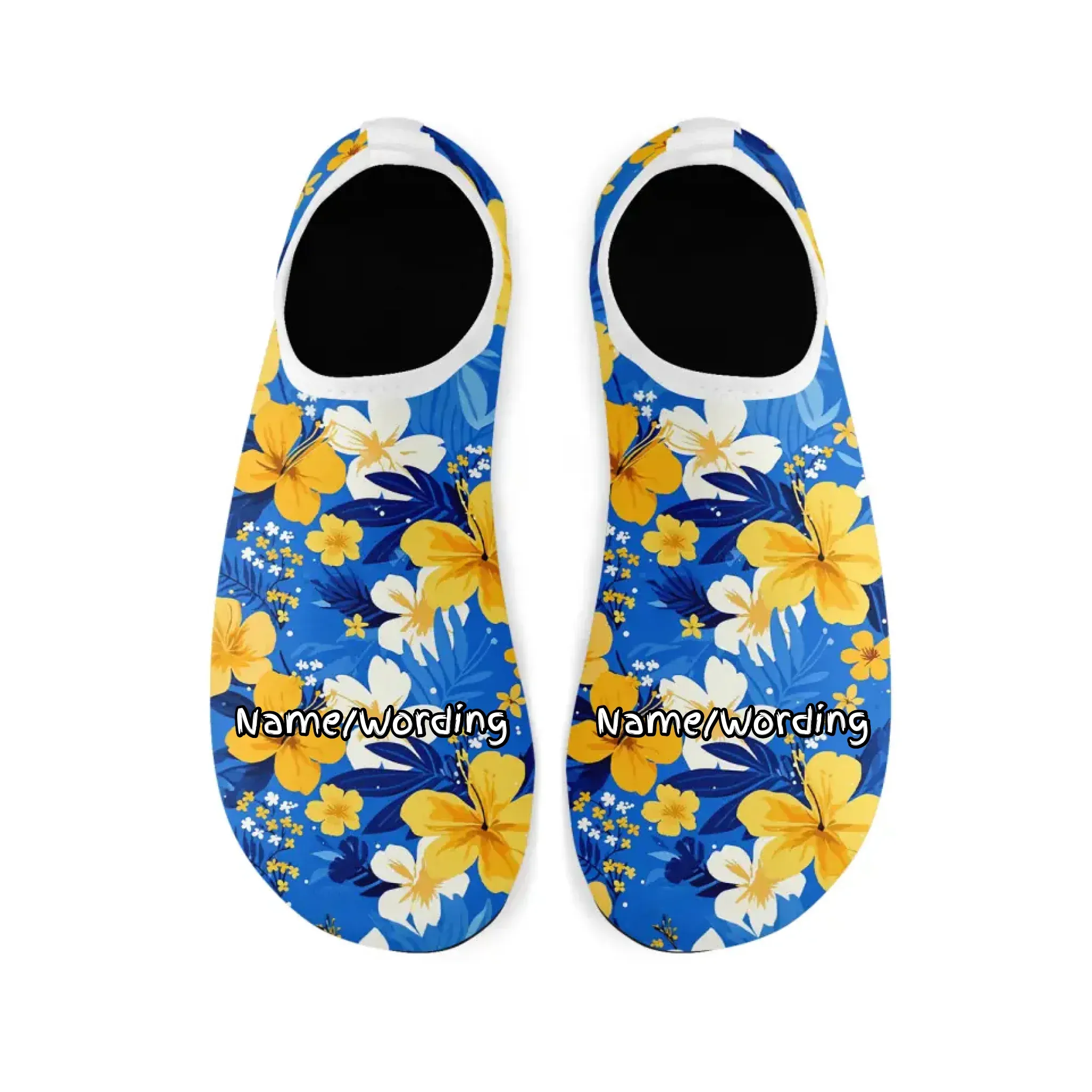 Personalized Hawaii-Themed Aqua Shoes, Custom Tropical Beach Water Shoes, Print-on-Demand Unisex Slip-Ons