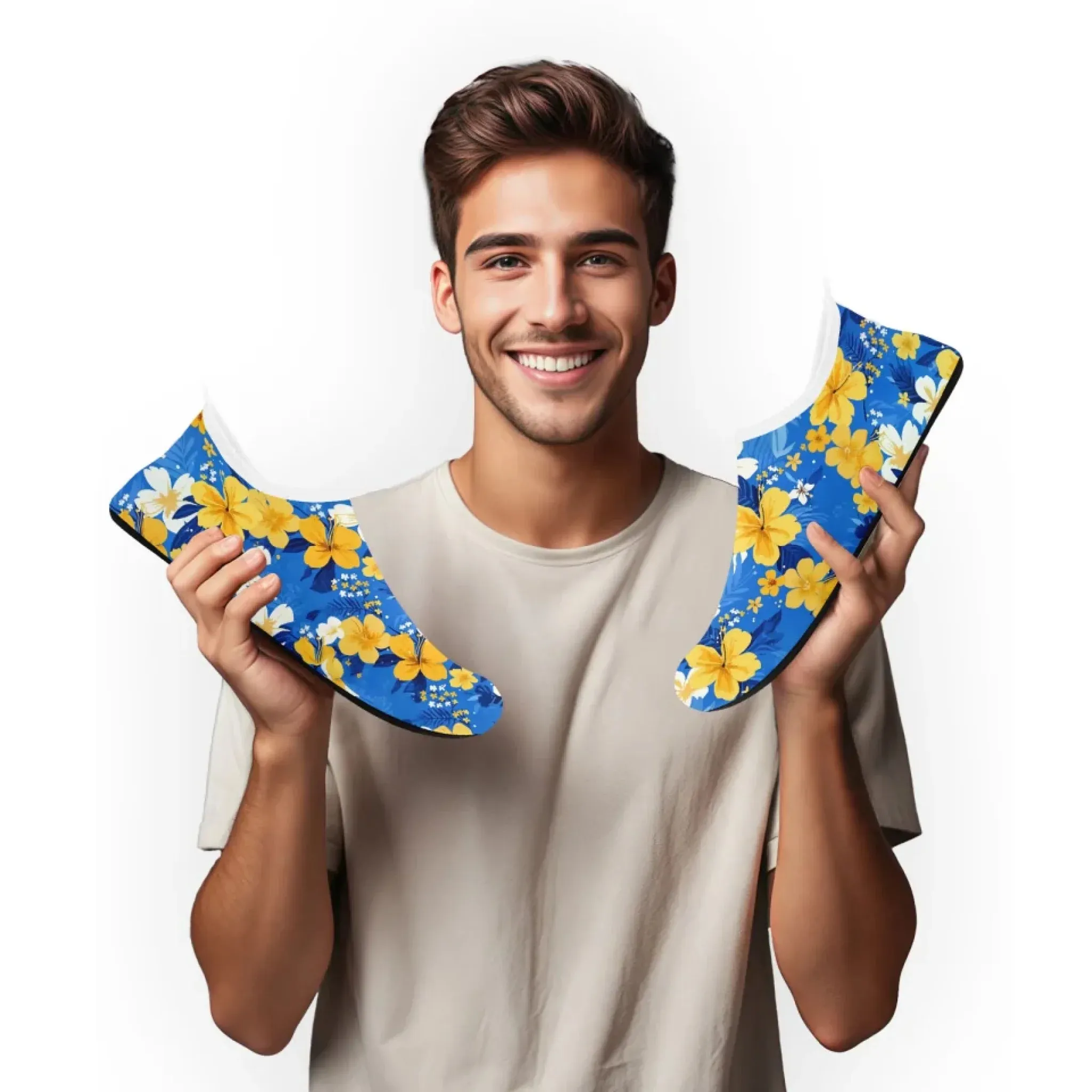 Personalized Hawaii-Themed Aqua Shoes, Custom Tropical Beach Water Shoes, Print-on-Demand Unisex Slip-Ons