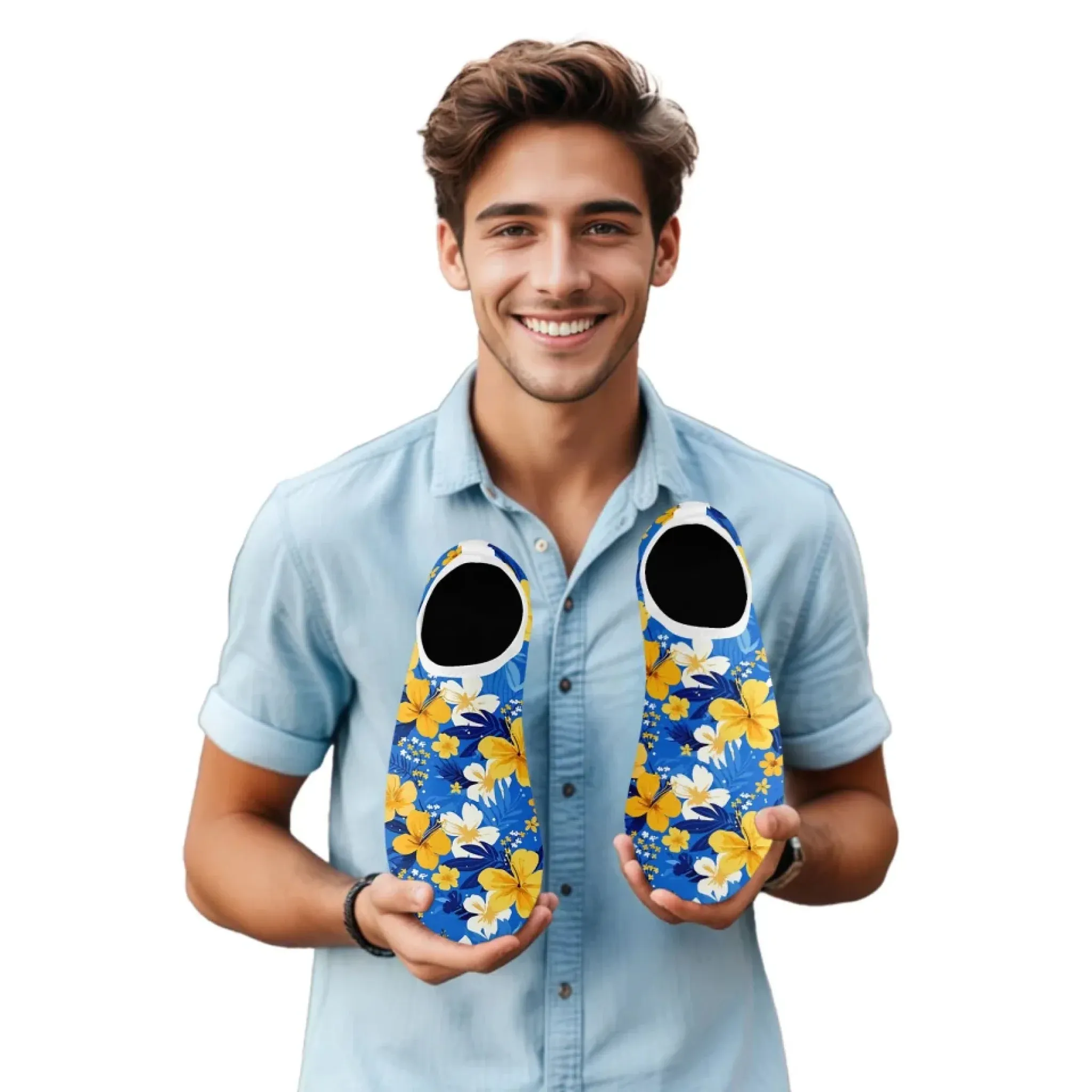 Personalized Hawaii-Themed Aqua Shoes, Custom Tropical Beach Water Shoes, Print-on-Demand Unisex Slip-Ons