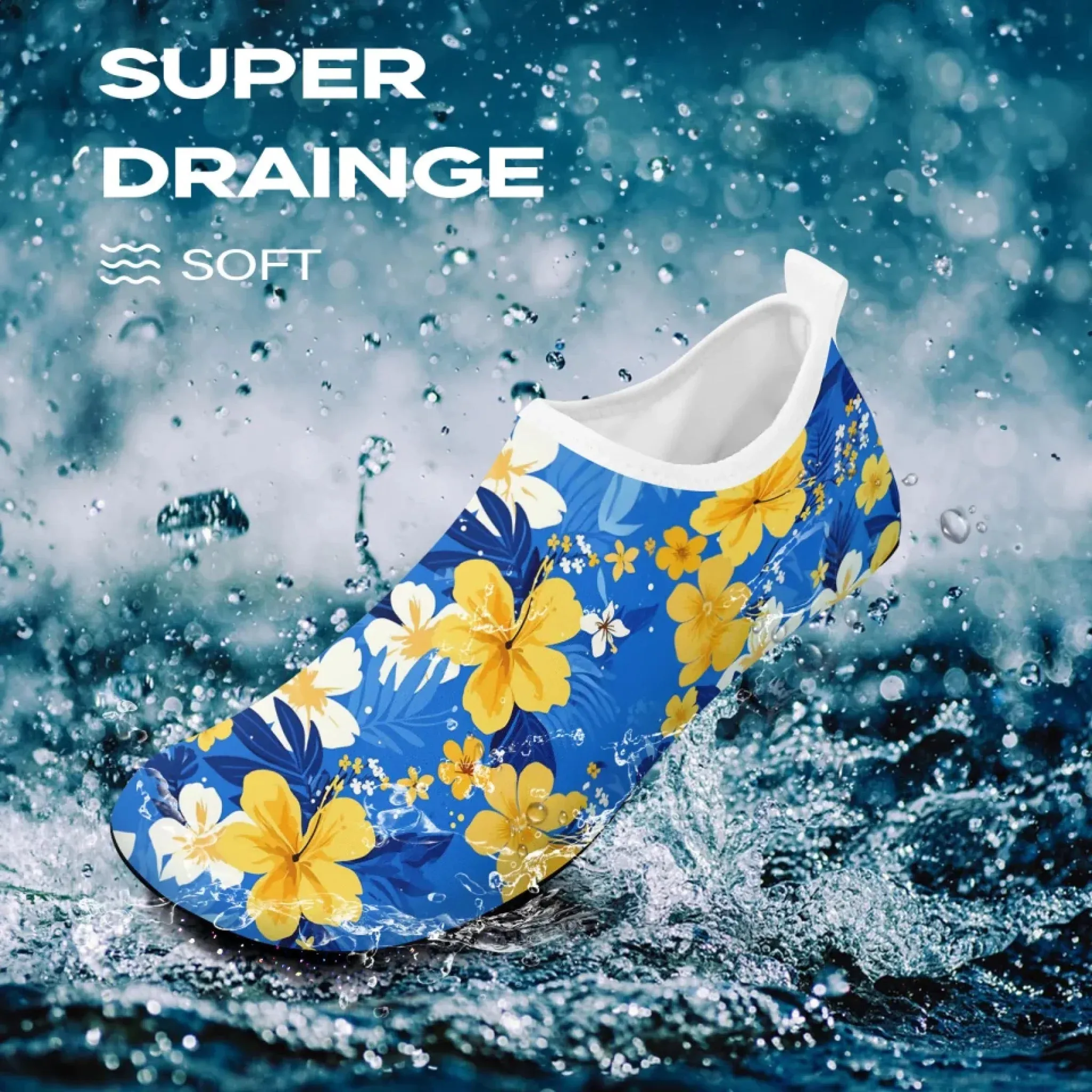 Personalized Hawaii-Themed Aqua Shoes, Custom Tropical Beach Water Shoes, Print-on-Demand Unisex Slip-Ons
