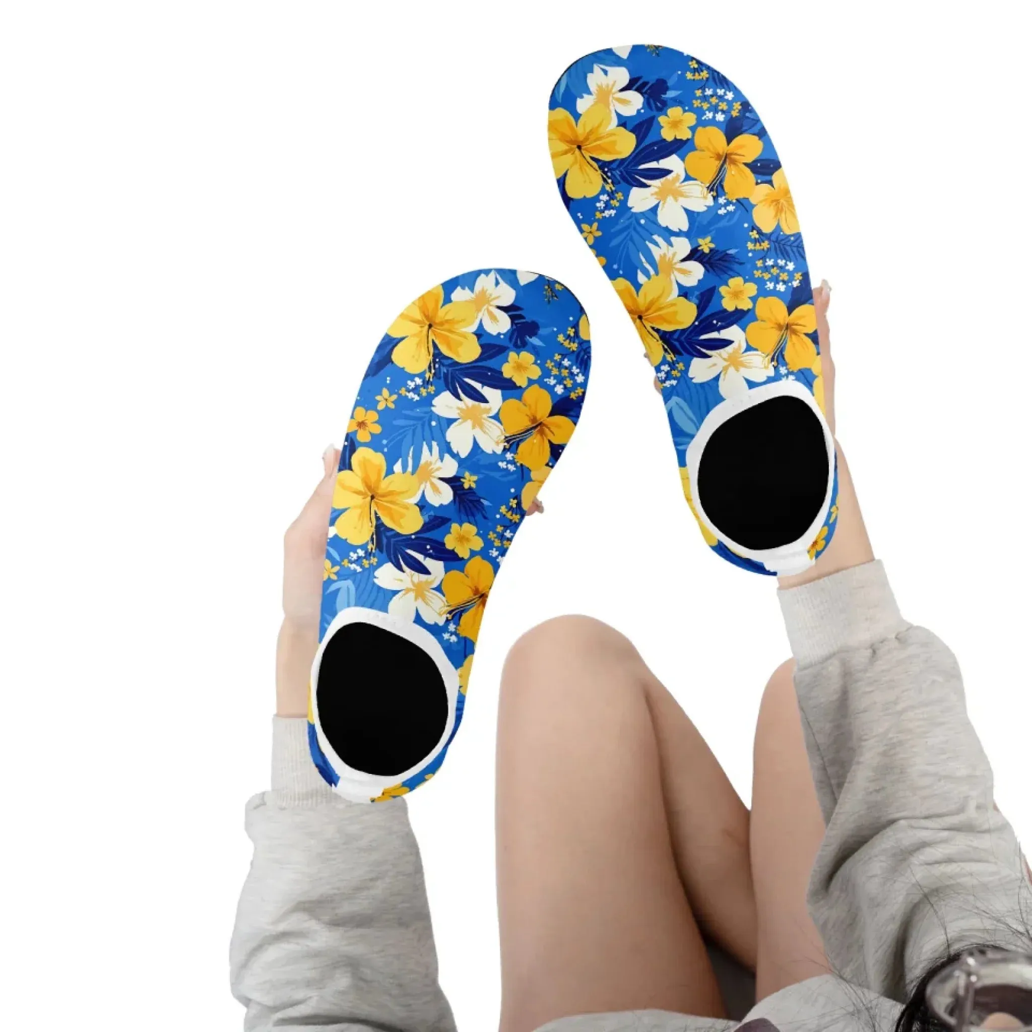 Personalized Hawaii-Themed Aqua Shoes, Custom Tropical Beach Water Shoes, Print-on-Demand Unisex Slip-Ons
