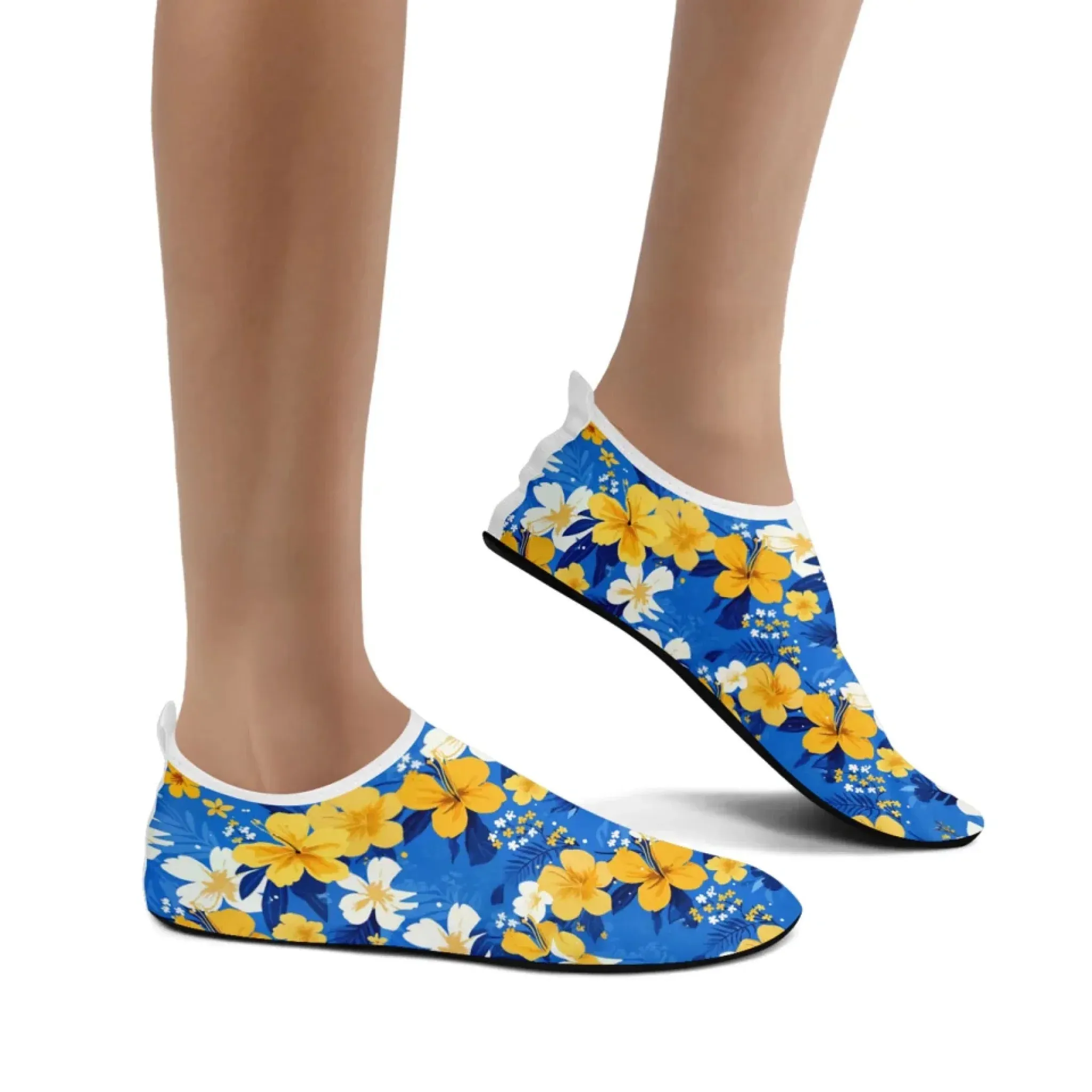 Personalized Hawaii-Themed Aqua Shoes, Custom Tropical Beach Water Shoes, Print-on-Demand Unisex Slip-Ons