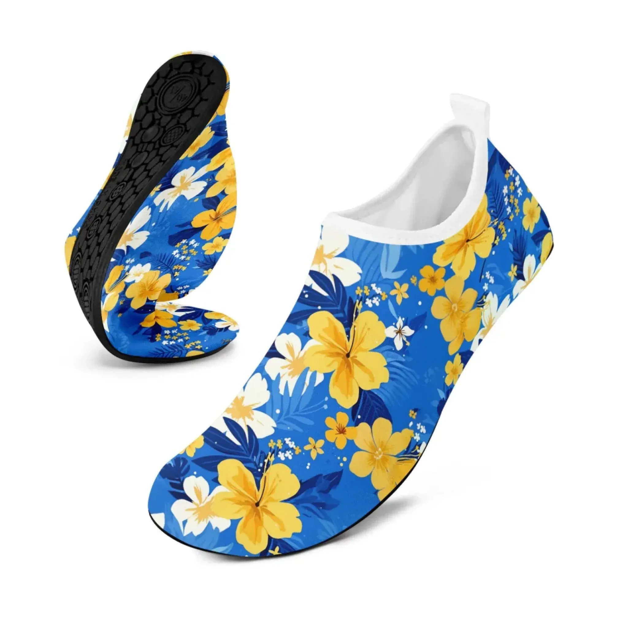 Personalized Hawaii-Themed Aqua Shoes, Custom Tropical Beach Water Shoes, Print-on-Demand Unisex Slip-Ons