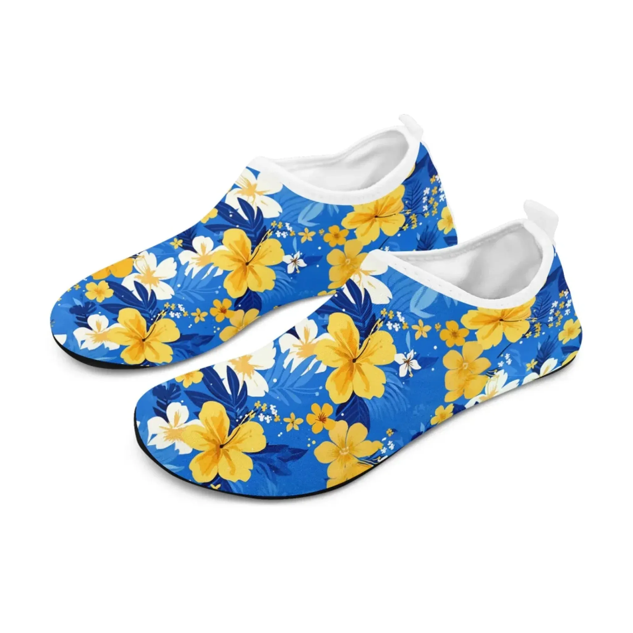Personalized Hawaii-Themed Aqua Shoes, Custom Tropical Beach Water Shoes, Print-on-Demand Unisex Slip-Ons