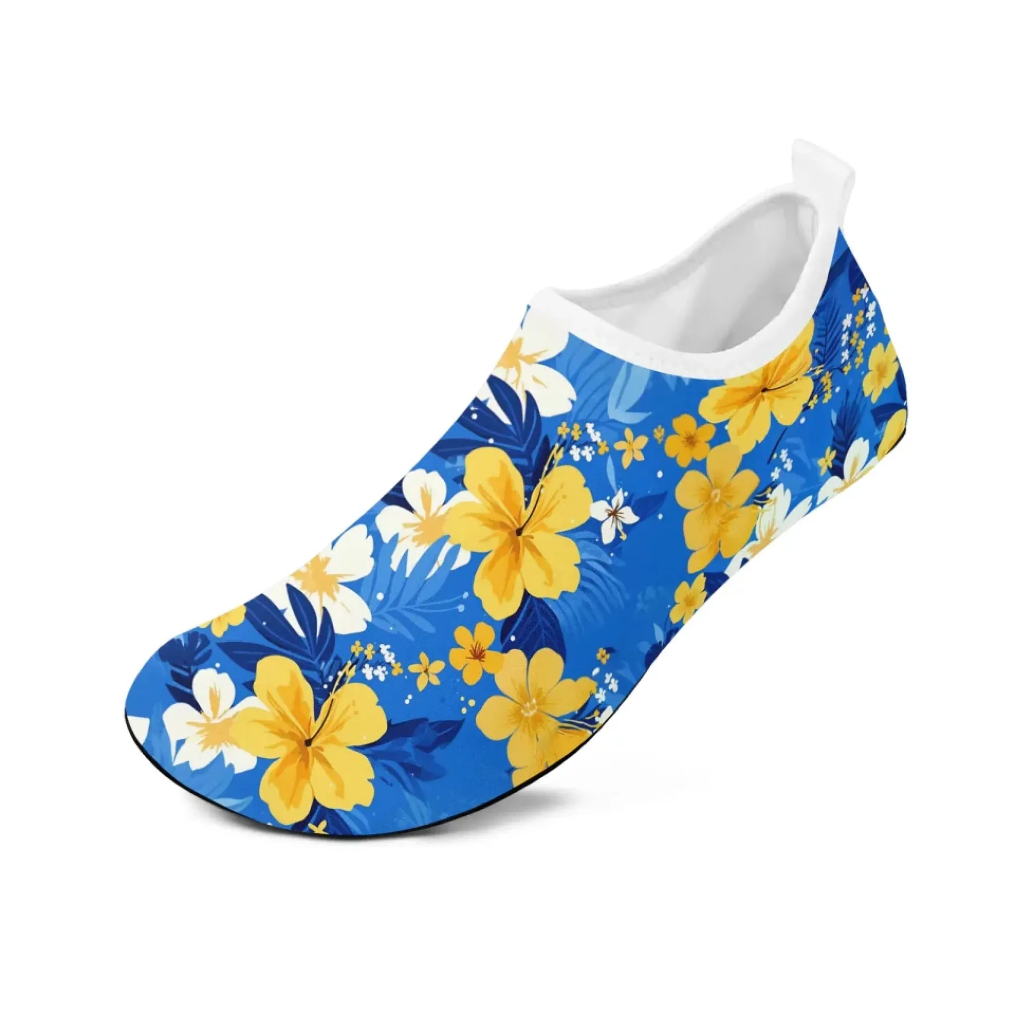 Personalized Hawaii-Themed Aqua Shoes, Custom Tropical Beach Water Shoes, Print-on-Demand Unisex Slip-Ons