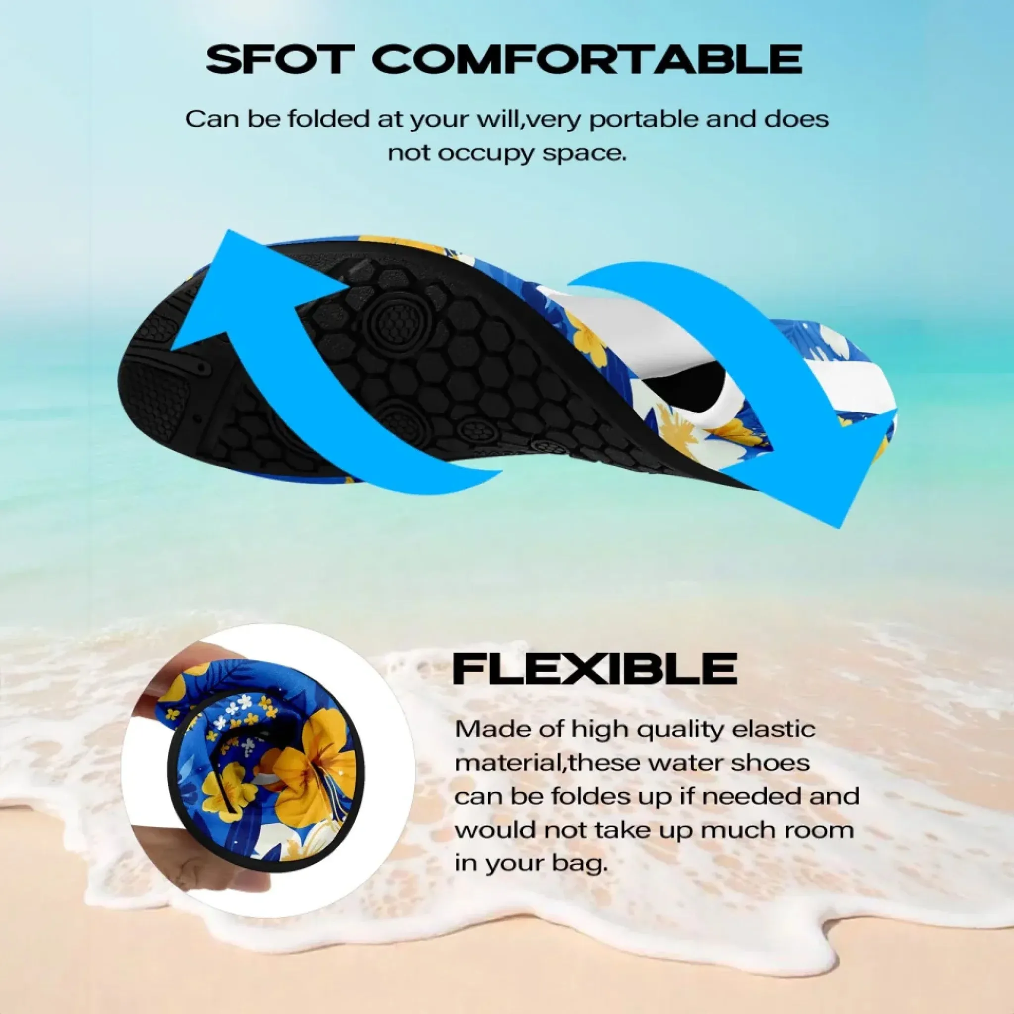 Personalized Hawaii-Themed Aqua Shoes, Custom Tropical Beach Water Shoes, Print-on-Demand Unisex Slip-Ons