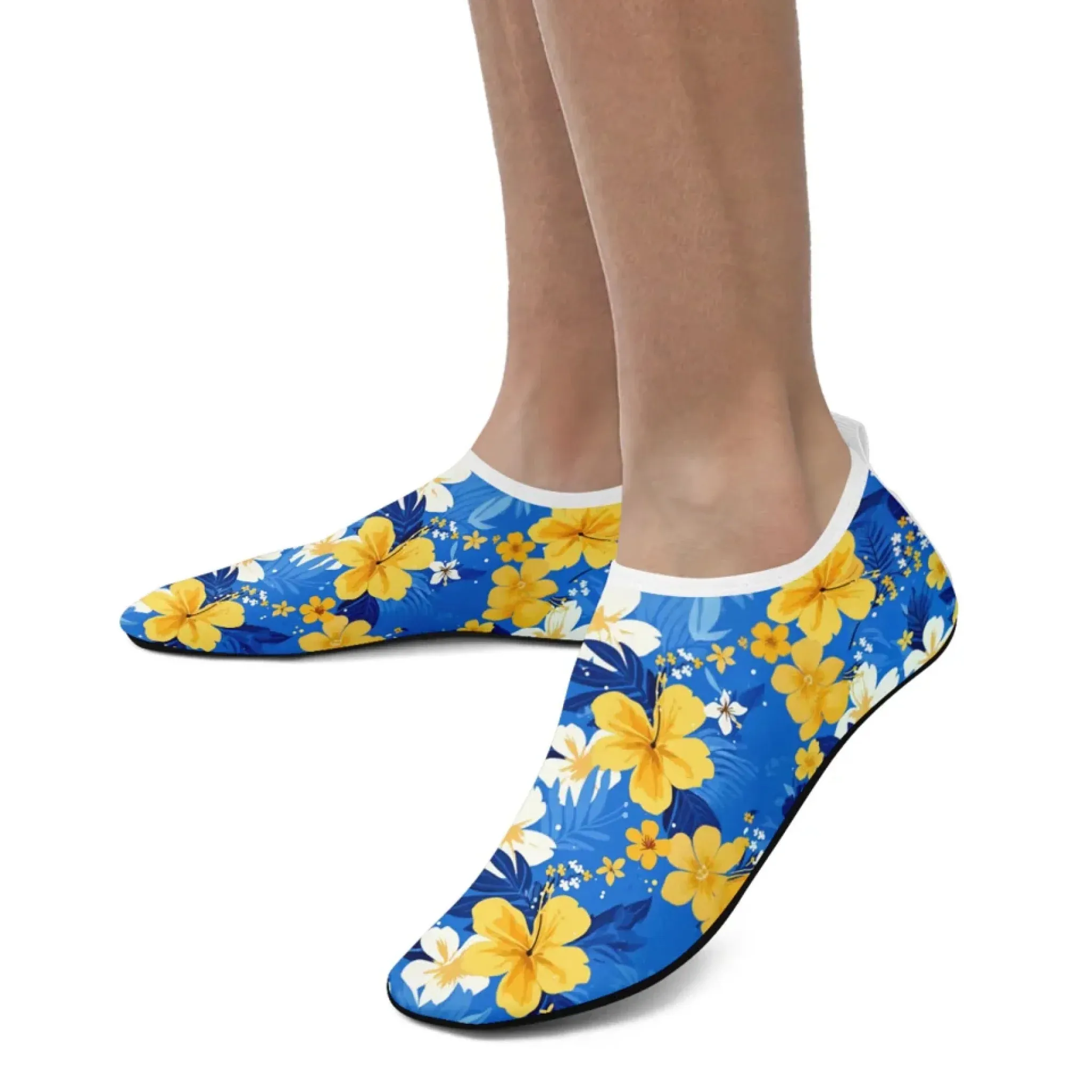 Personalized Hawaii-Themed Aqua Shoes, Custom Tropical Beach Water Shoes, Print-on-Demand Unisex Slip-Ons