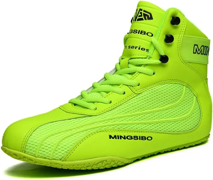 Professional Boxing Shoes for Men and Youth, Anti-Slip Wrestling Shoes Men Youth Wrestling Shoes Training,Lightweight and Breathable Green Boxing Boots