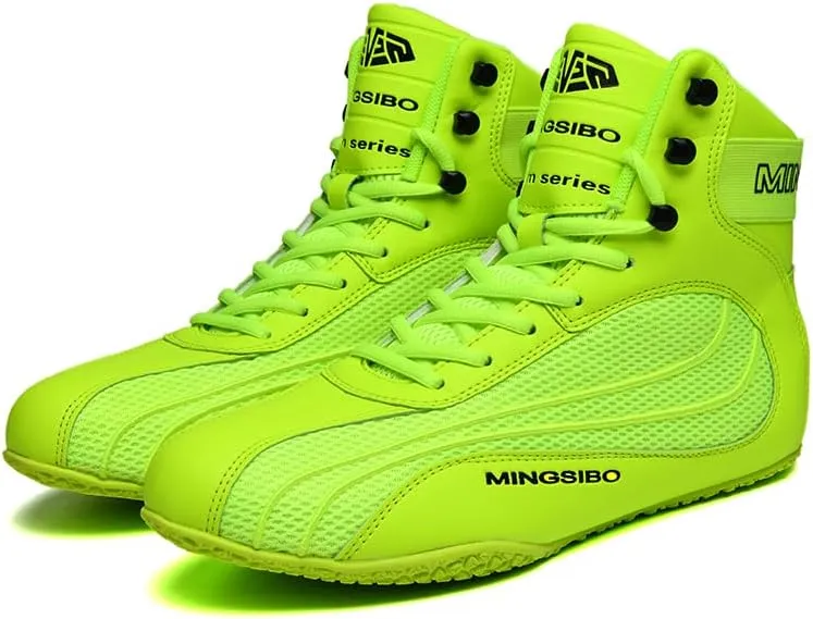 Professional Boxing Shoes for Men and Youth, Anti-Slip Wrestling Shoes Men Youth Wrestling Shoes Training,Lightweight and Breathable Green Boxing Boots