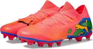 PUMA Future 7 Match Neymar Jr Firm Ground/Artificial Ground - Shoes for Men - Stretch Knit - Lightweight Sunset Glow/Puma Black/Sun Stream/Puma Green/Bluemazing 7 D - Medium