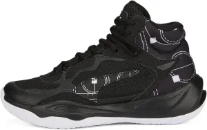 PUMA Playmaker Pro Mid Sneaker, Courtside Black-White, 6 US Unisex Big Kid