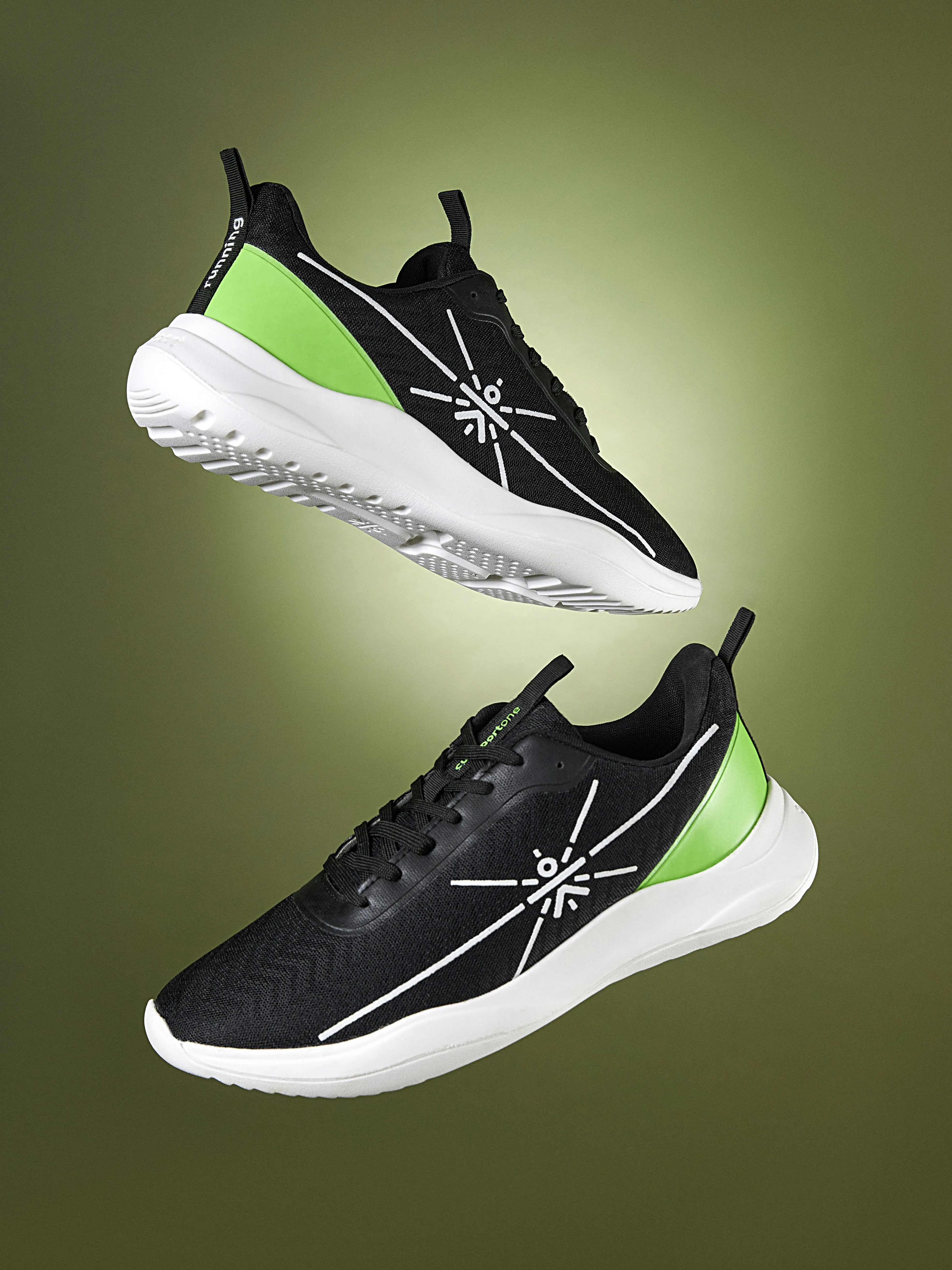 Racer Men Running Shoes - Black/Lime Green