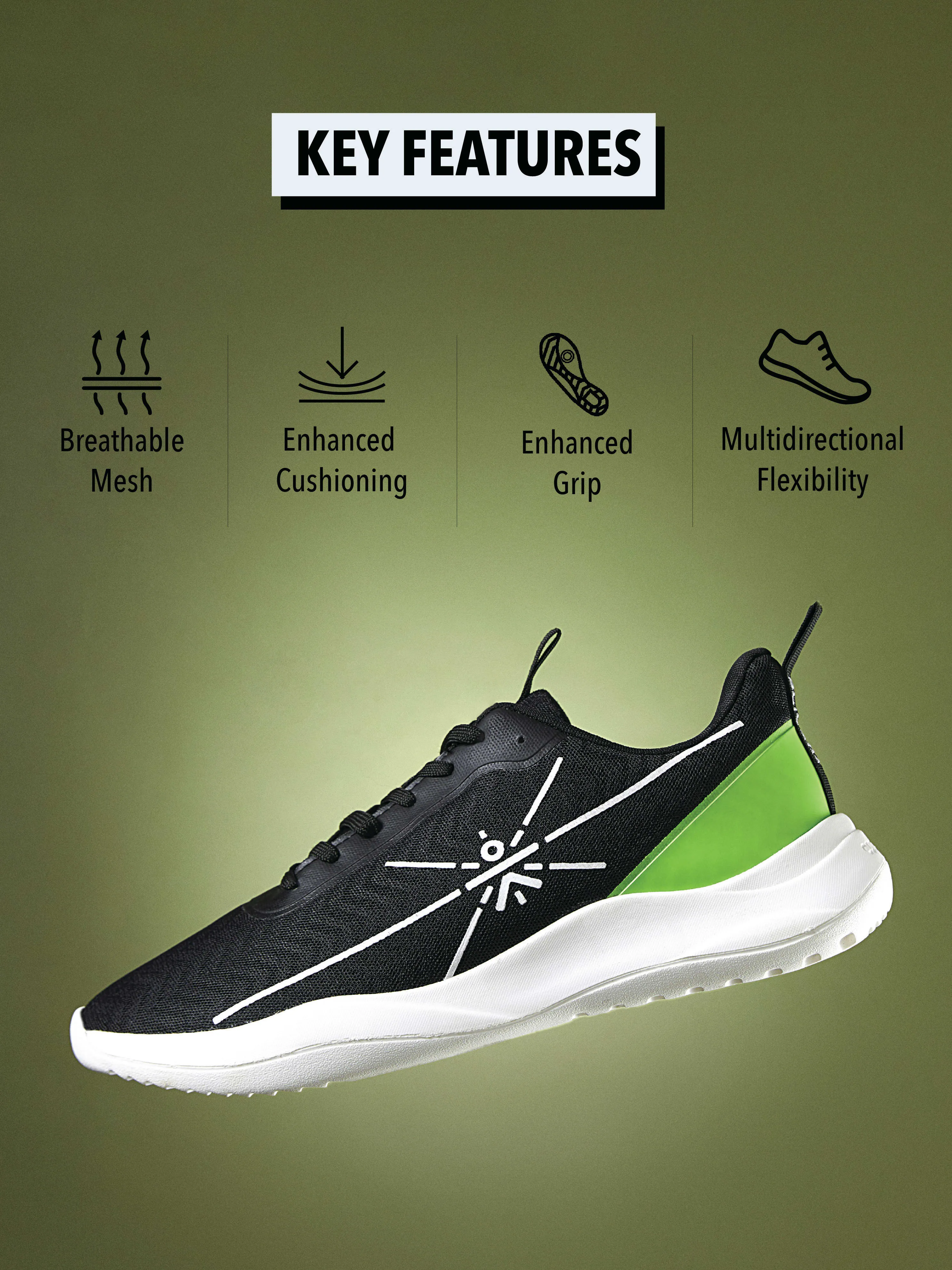 Racer Men Running Shoes - Black/Lime Green