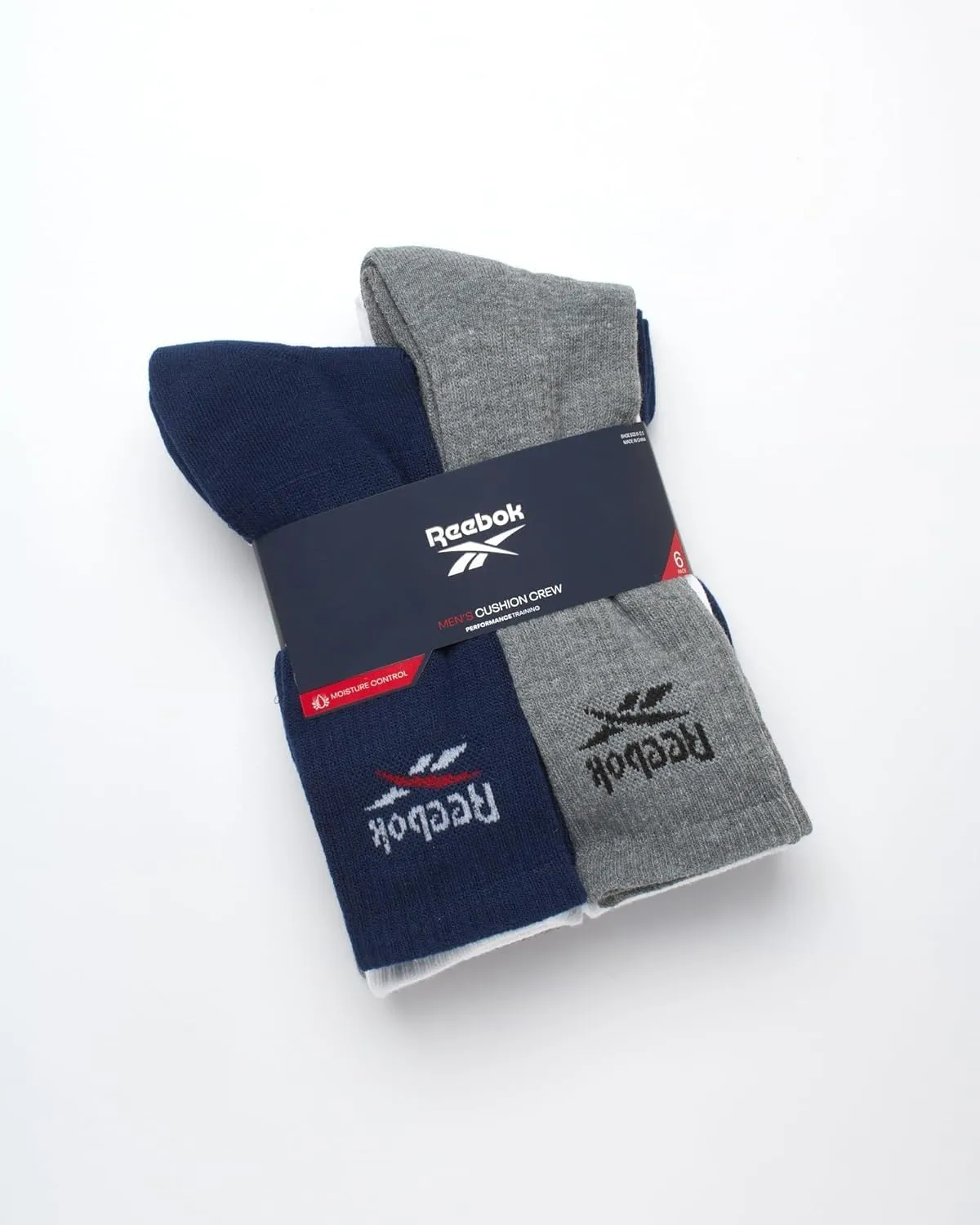 Reebok Men's Crew Socks - 5 Pack Stretch Performance Cushioned High Crew Socks - Arch Support Athletic Socks for Men (6-12.5)