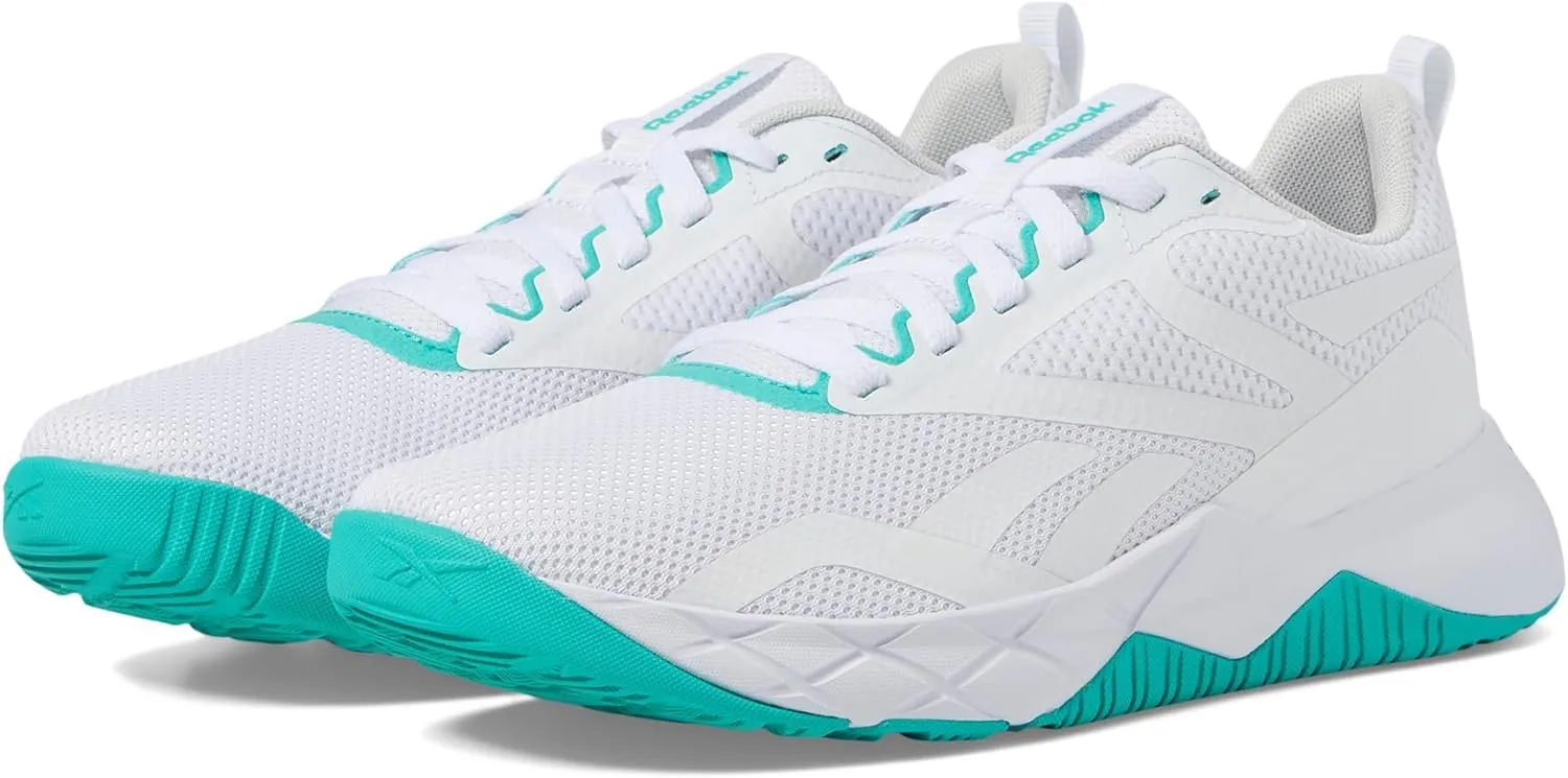 Reebok Women's NFX Trainer Sneaker, Footwear White/Black/Unleashed Green, 7