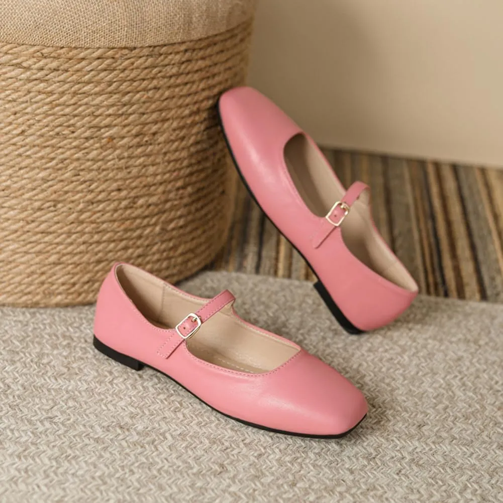 Ruitaoo Women's Mary Jane Flats Shoes - Lightweight Soft Square Toe Slip On Work Flats Flexible Business, Walking, Daily